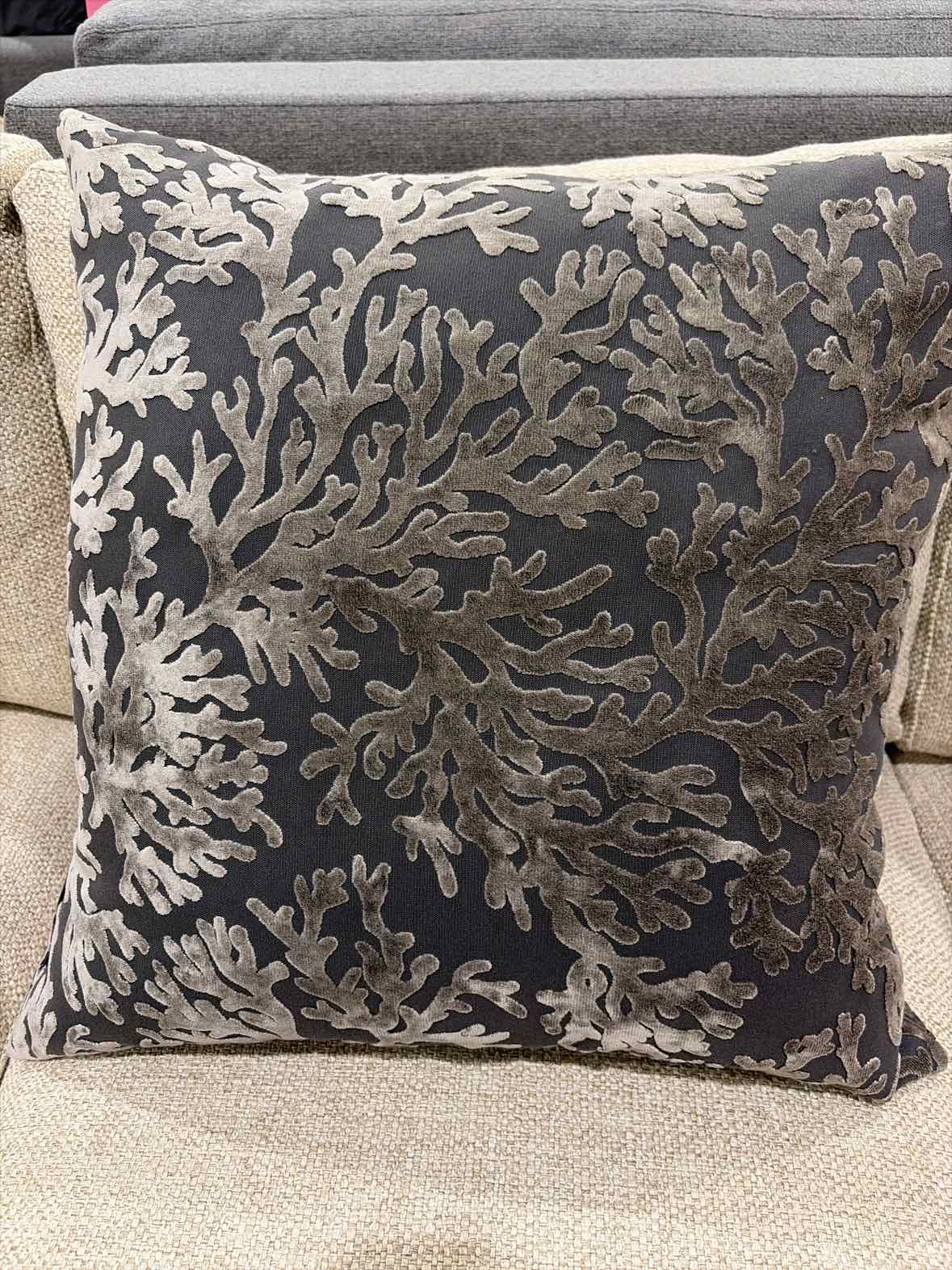 Z Gallery Gray Fabric Coral Print Pillow | True Fashionistas.