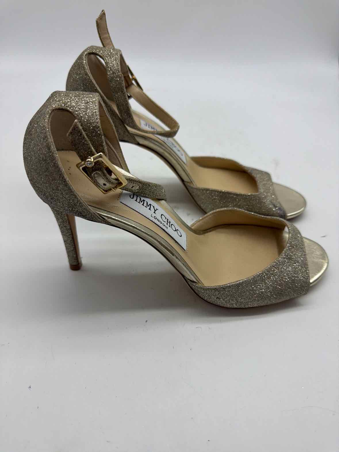 Pre-Owned Jimmy Choo Gold Size 5.5 Strappy Heels | True Fashionistas.