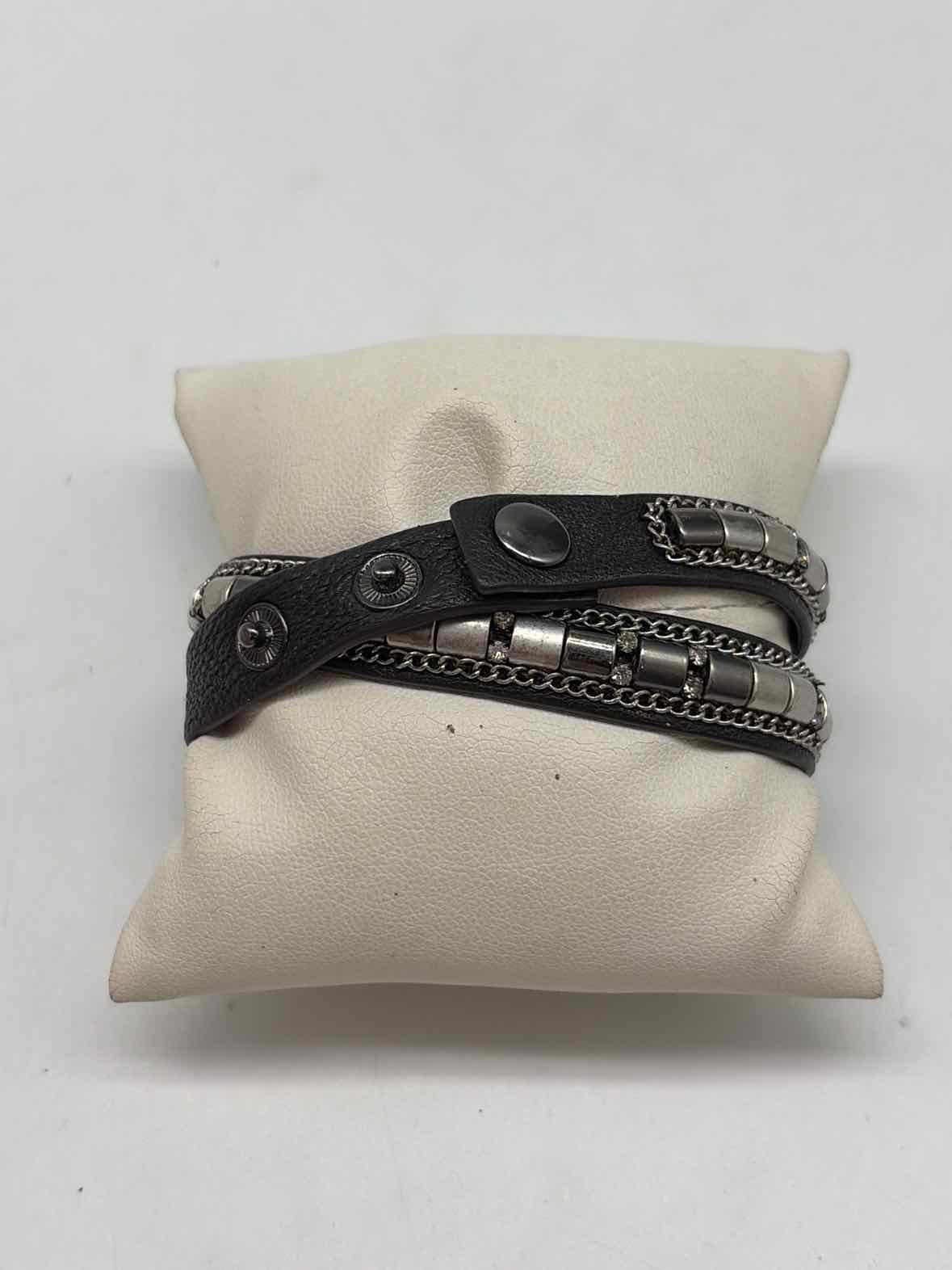 Stella & Dot Black and Silver Studded Wrap Bracelet | True Fashionistas.