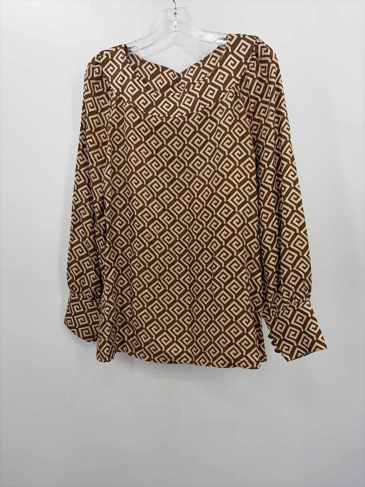 Pre-Owned Tory Burch Tan Size 8 Long Sleeve Blouse | True Fashionistas.