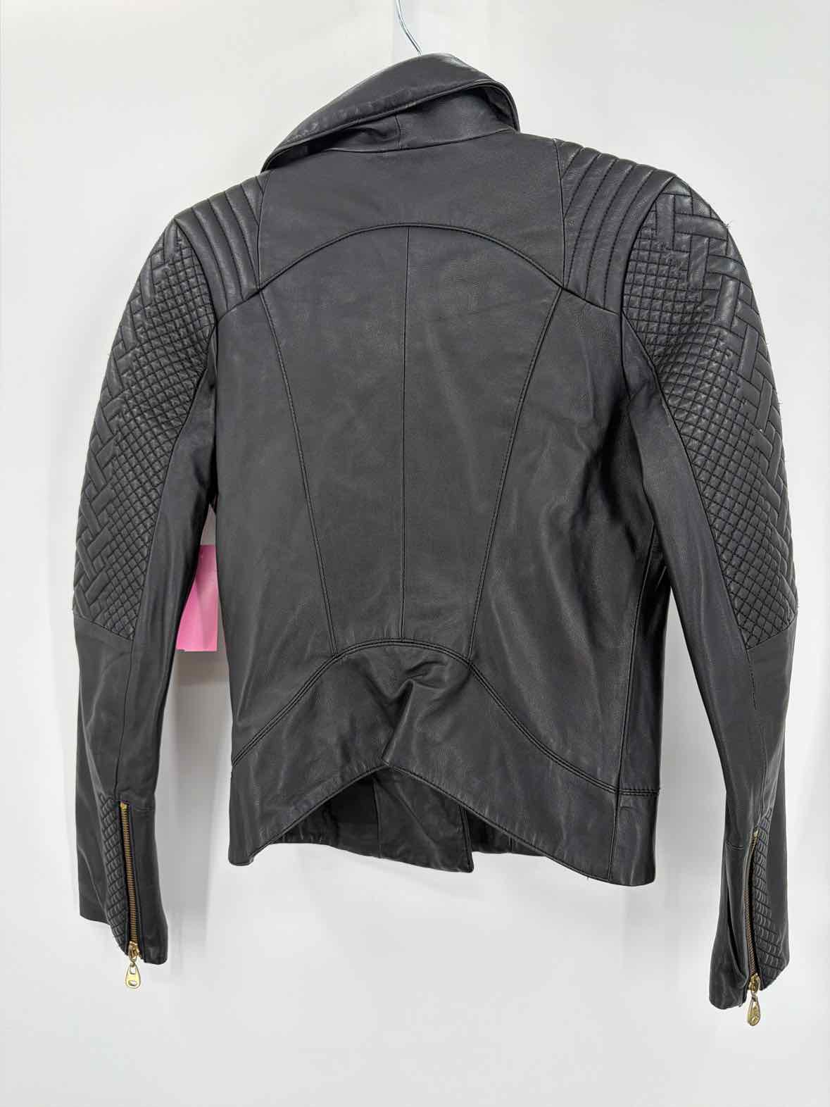Pre-Owned Doma Black Size Small Faux Leather Zip Up Jacket | True Fashionistas.