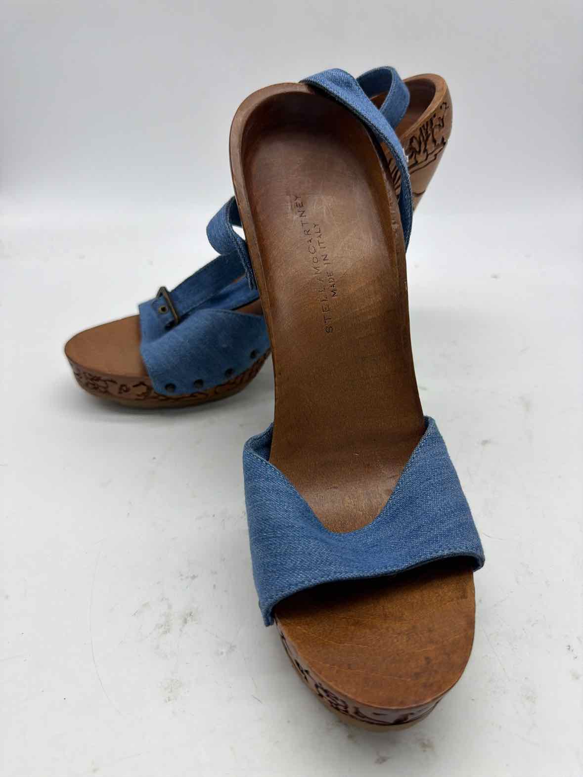 Pre-Owned Stella McCartney Blue Size 38 Wood Wedge Heels | True Fashionistas.