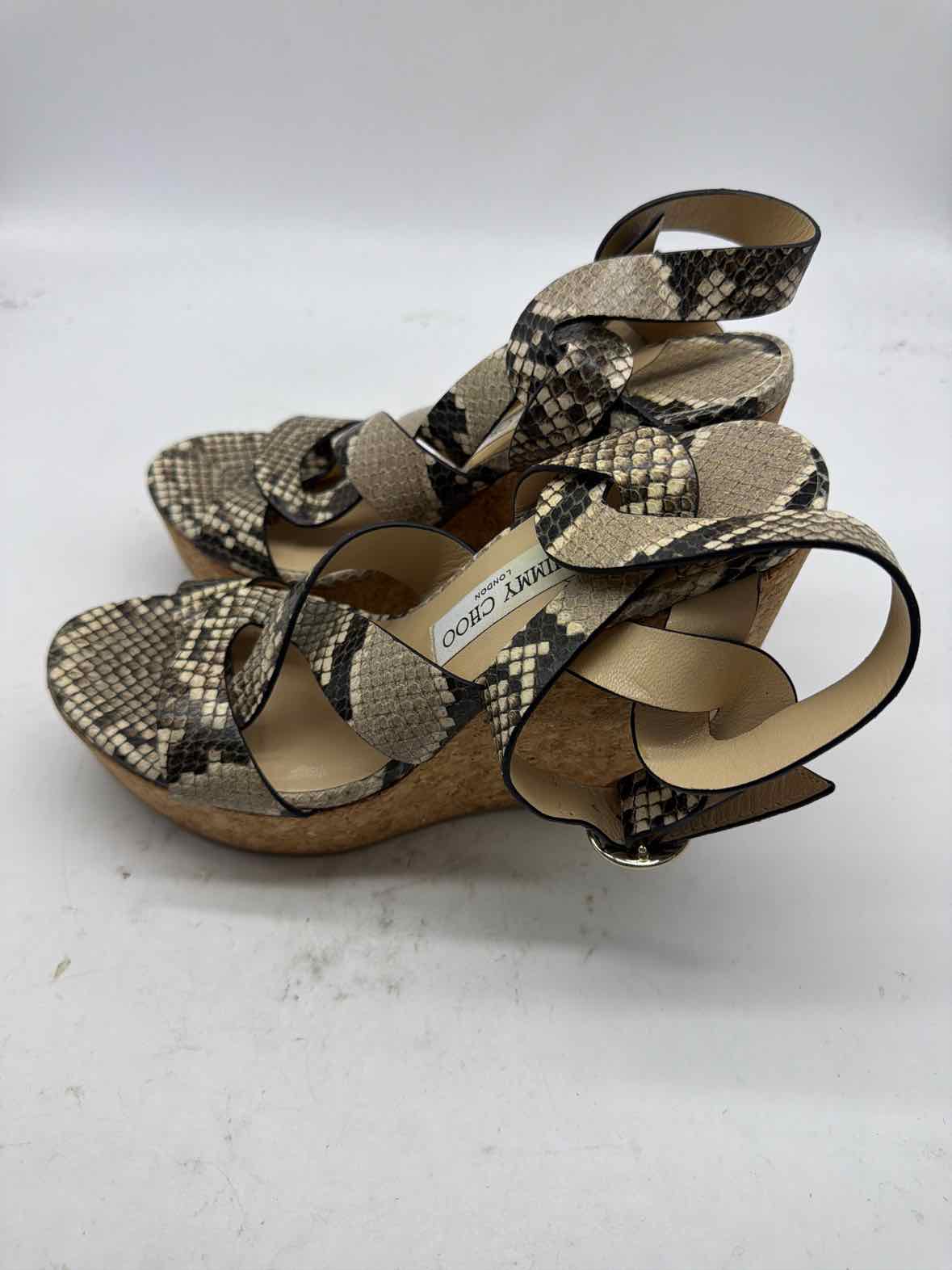 Pre-Owned Jimmy Choo Tan Size 10 Wedge Heels | True Fashionistas.