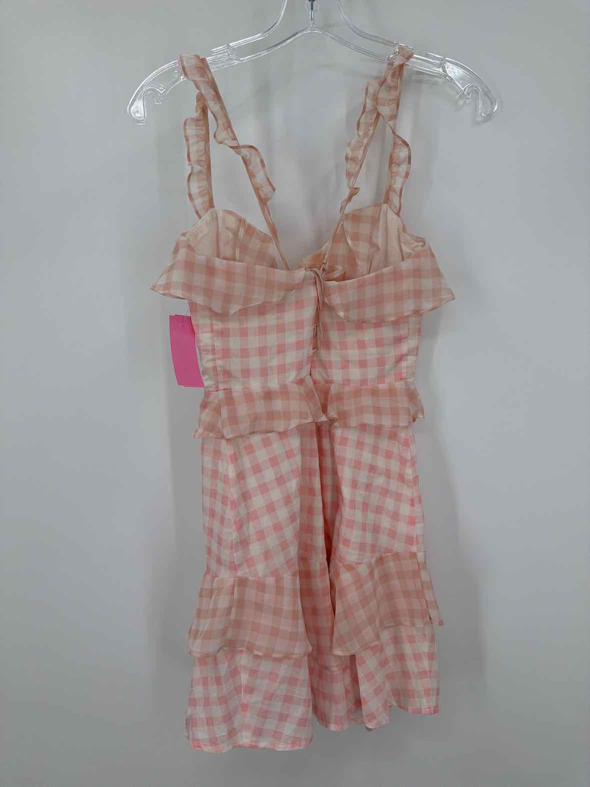 Pre-Owned For Love & Lemons Pink Size Medium Check Short Sleeveless Dress | True Fashionistas.