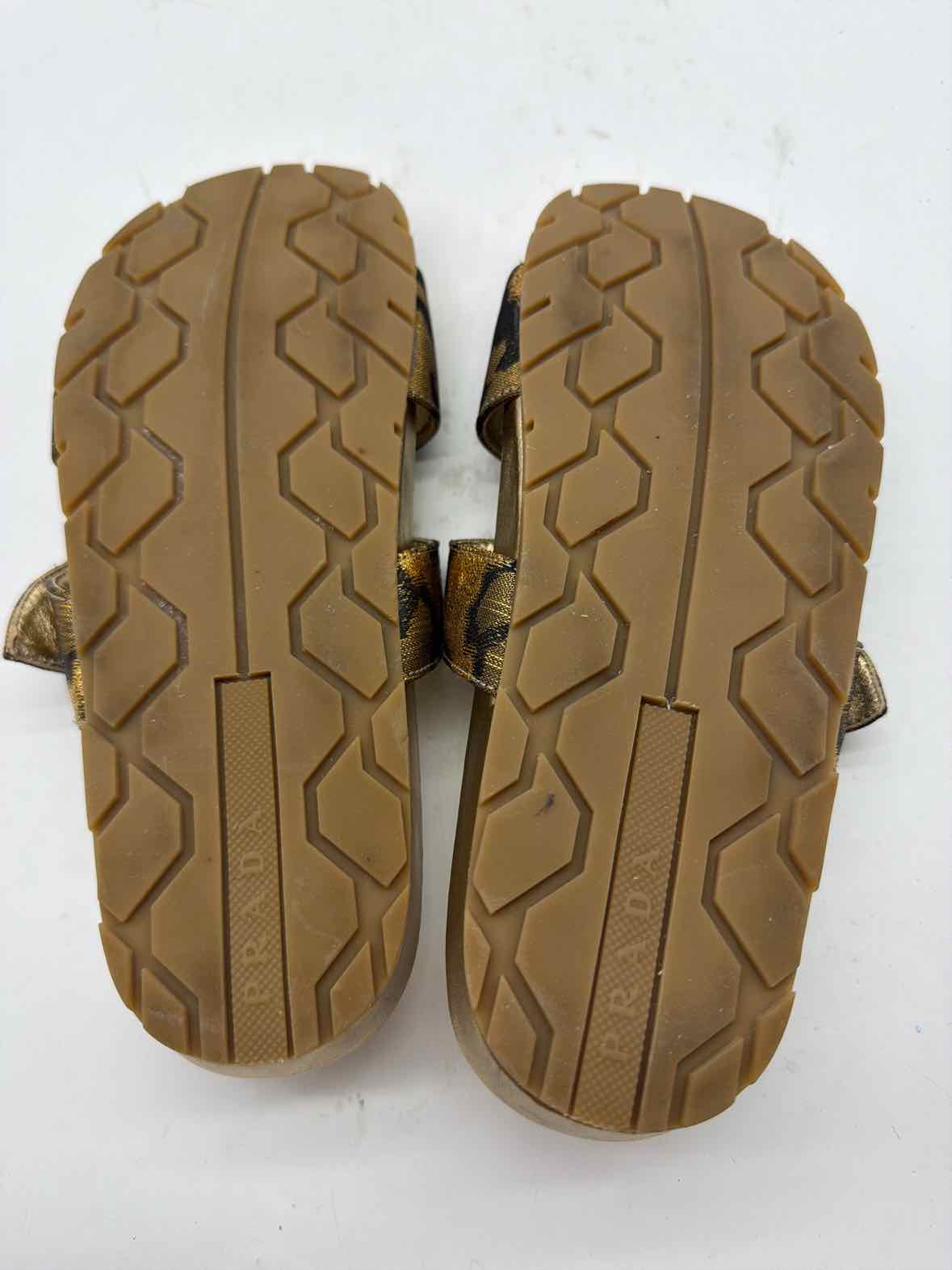 Pre-Owned Prada Gold Size 38 Slide Sandals | True Fashionistas.