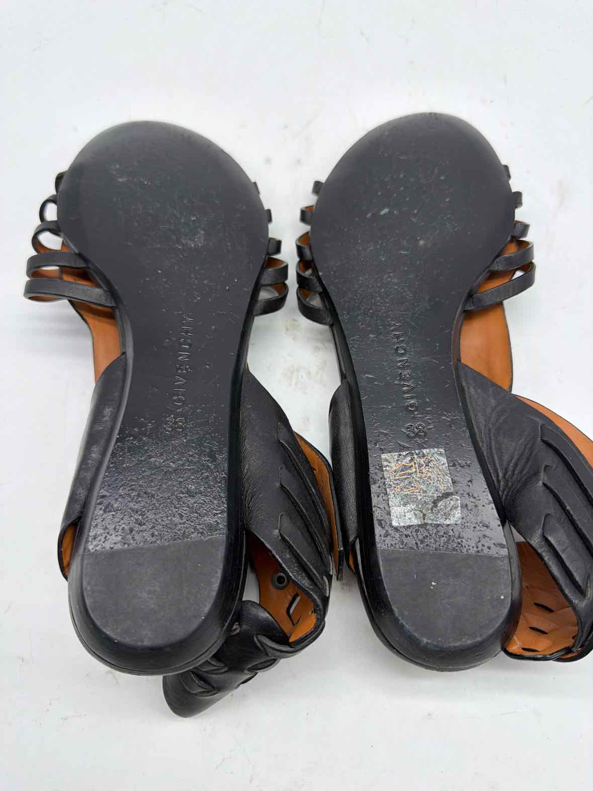 Pre-Owned Givenchy Black Size 8 Leather Caged Sandals | True Fashionistas.