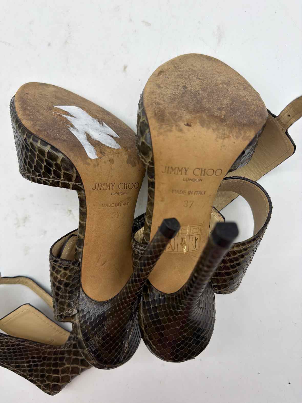 Pre-Owned Jimmy Choo Brown Size 7 Strappy Heels | True Fashionistas.