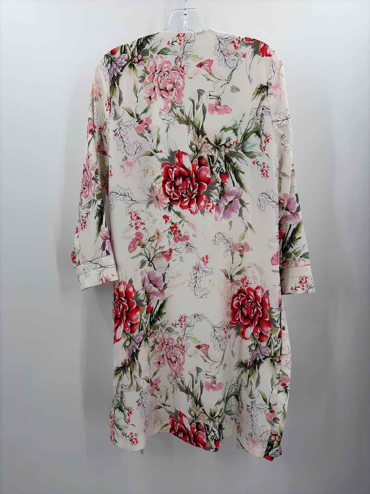 Pre-Owned River Island Ivory Size Small Floral Long Open Jacket | True Fashionistas.
