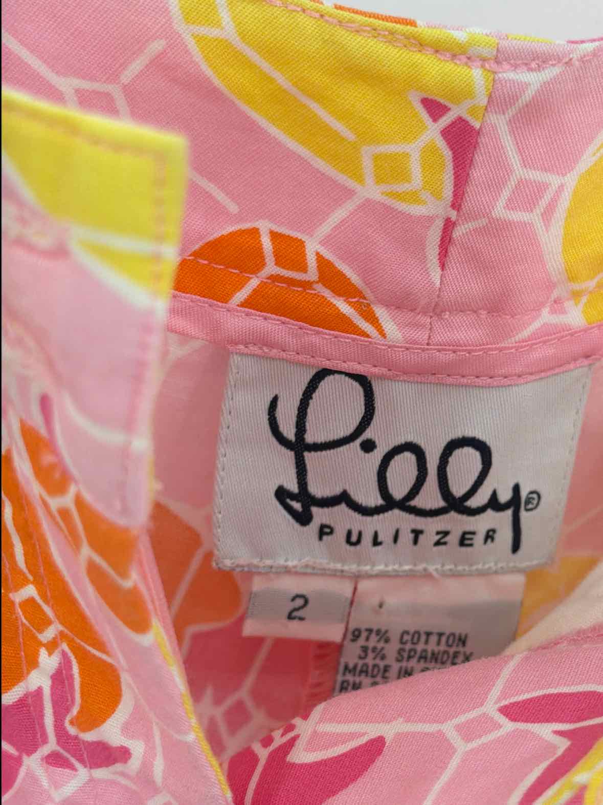 Pre-Owned Lilly Pulitzer Pink Size 2 Vintage Printed Pants | True Fashionistas.