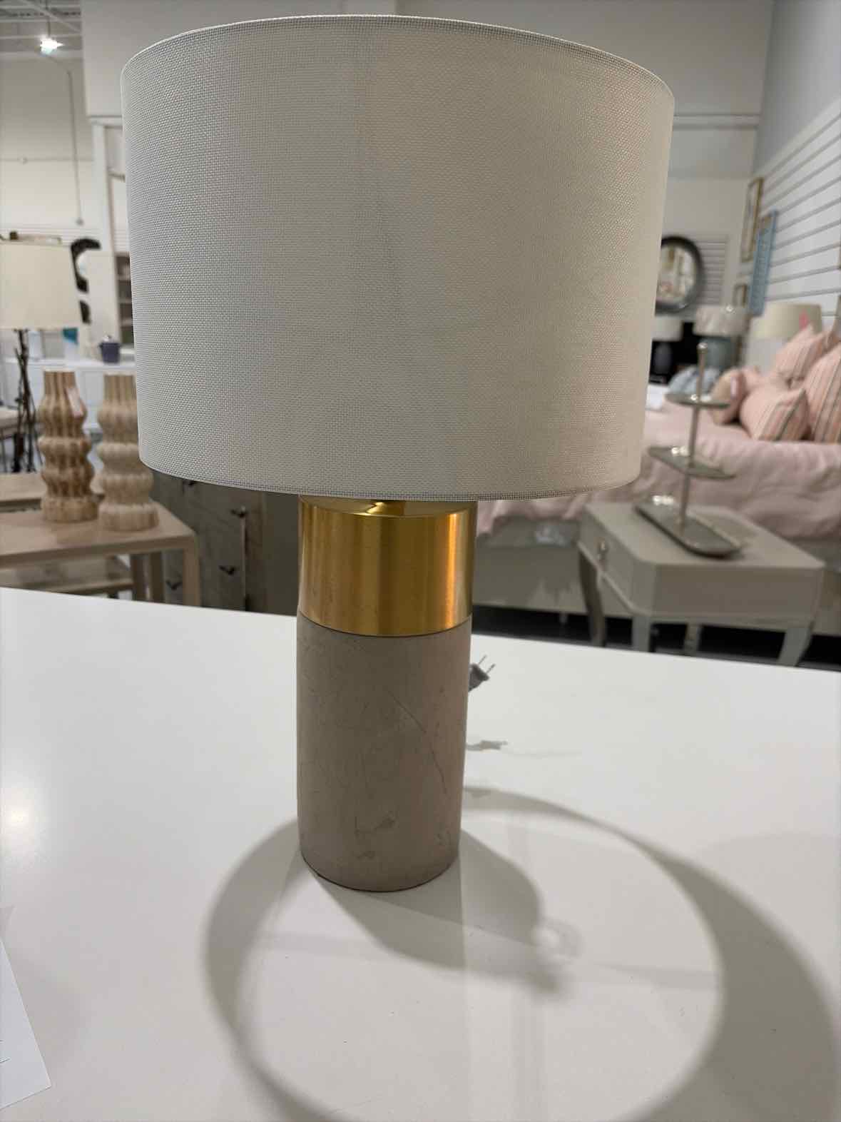 Safavieh Oliver Gray & Brass Cement Accent Lamp | True Fashionistas.