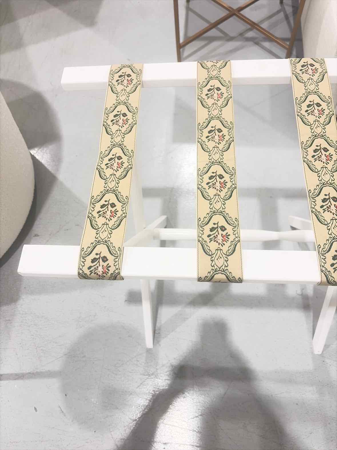 Scheibe White Wood Luggage Rack | True Fashionistas.