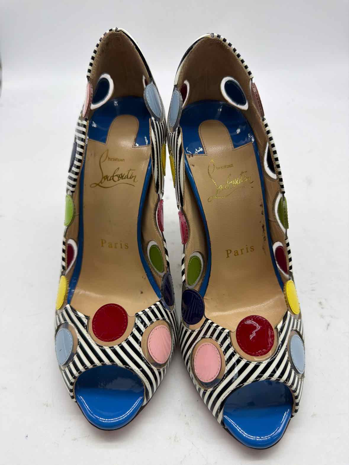 Pre-Owned Christian Louboutin Blue Size 36.5 Peep Toe Heels | True Fashionistas.