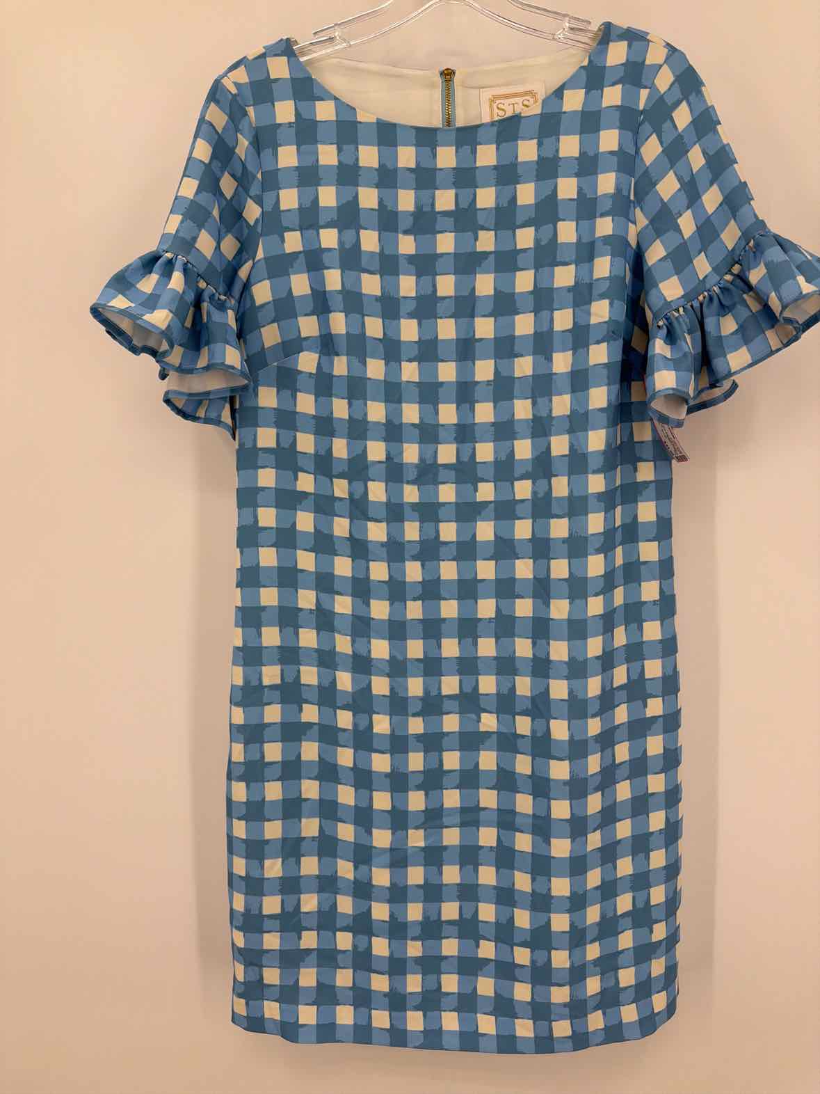 Pre-Owned Sail To Sable Blue Size 6 Check Print Short Short Sleeve Dress | True Fashionistas.