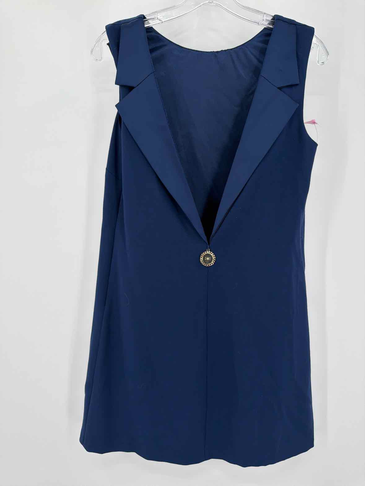 Pre-Owned Elisabetta Franchi Navy Size 44/10 Short Sleeveless Dress | True Fashionistas.
