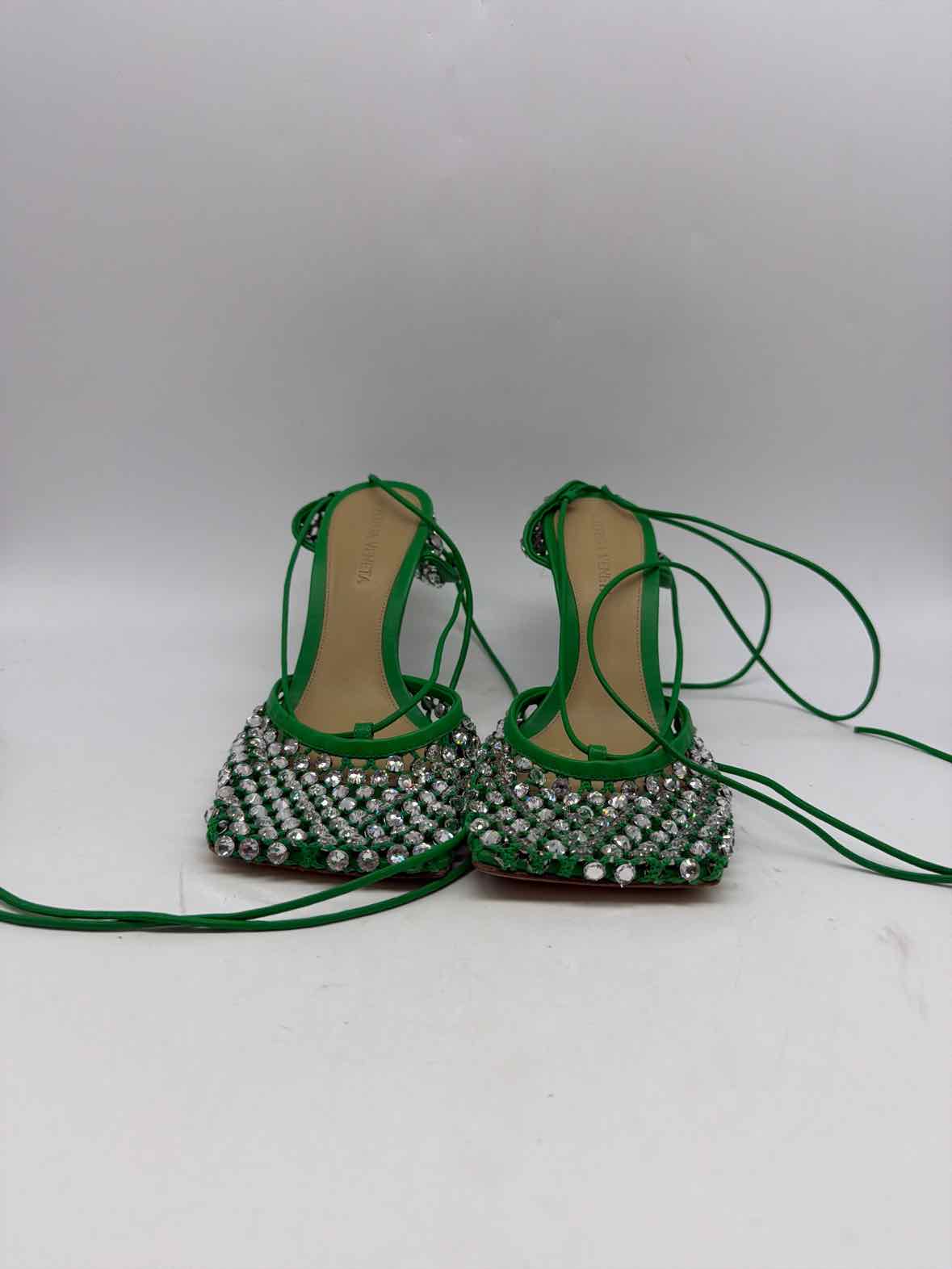 Pre-Owned Bottega Veneta Green Size 36.5 Strappy Heels | True Fashionistas.
