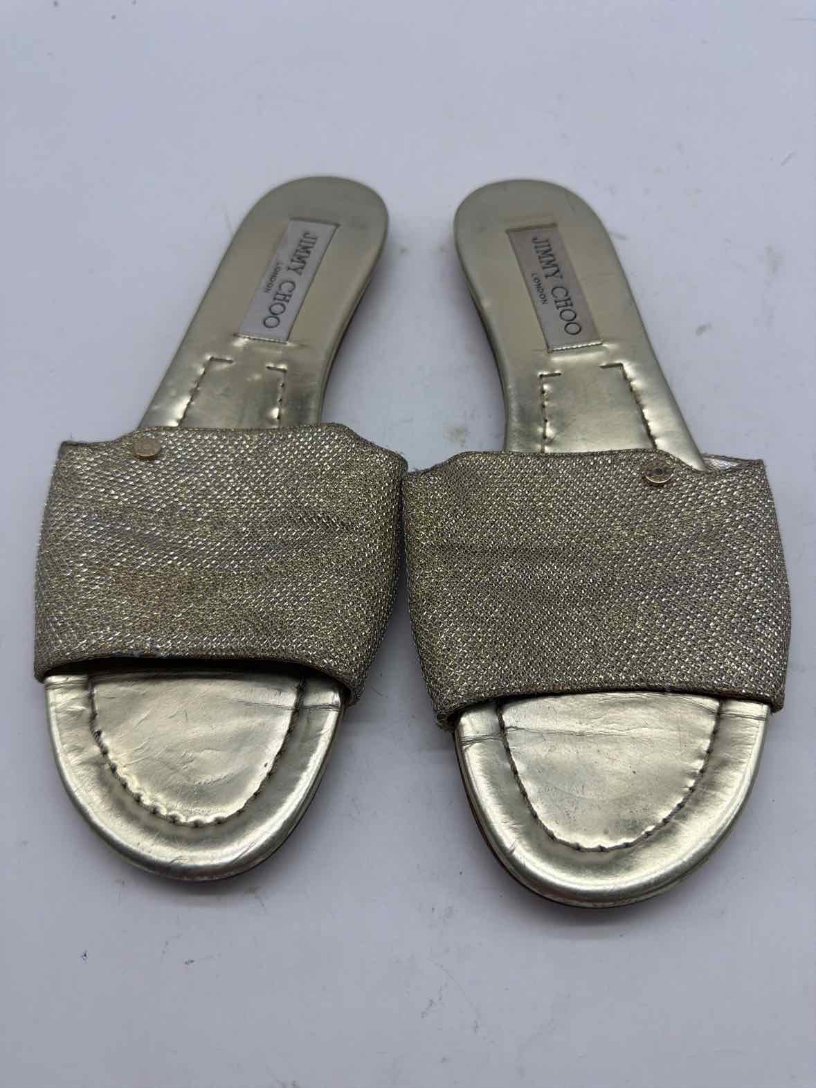 Pre-Owned Jimmy Choo Gold Size 9 Mule Sandals | True Fashionistas.