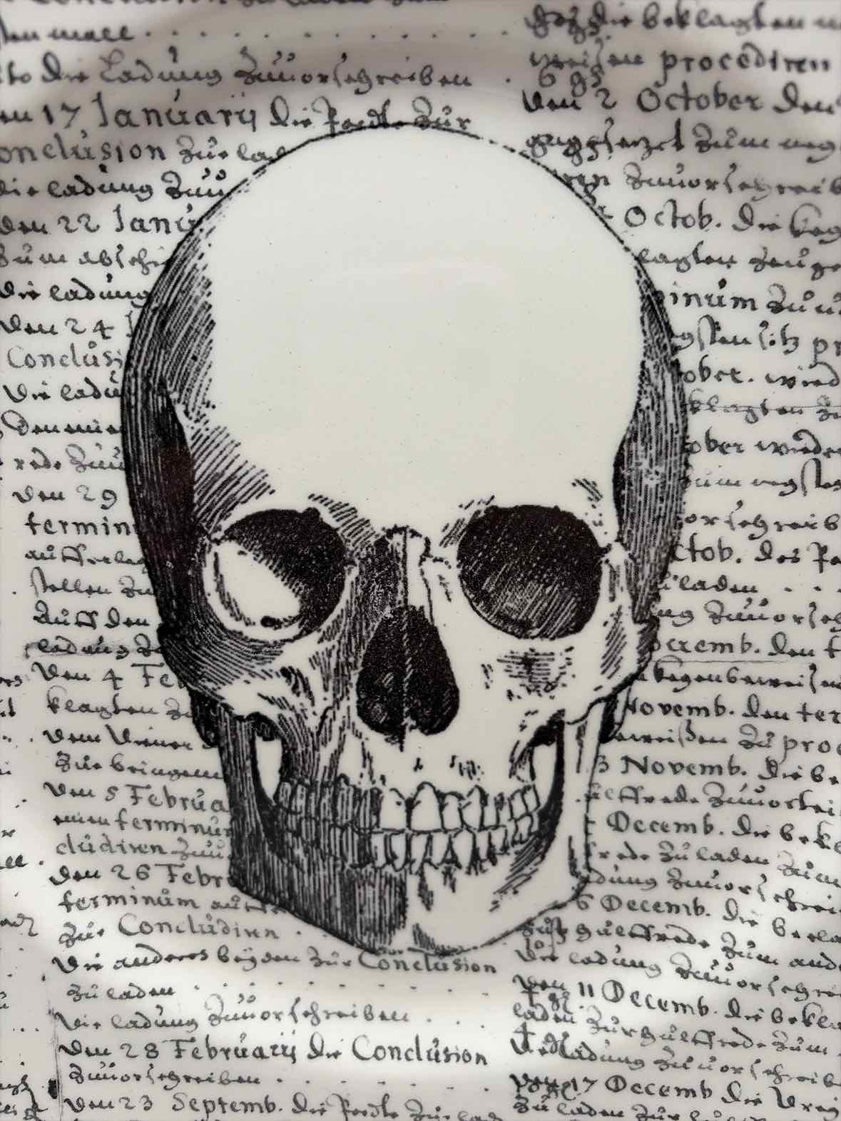 Royal Stafford White Porcelain Halloween Skull Plate | True Fashionistas.