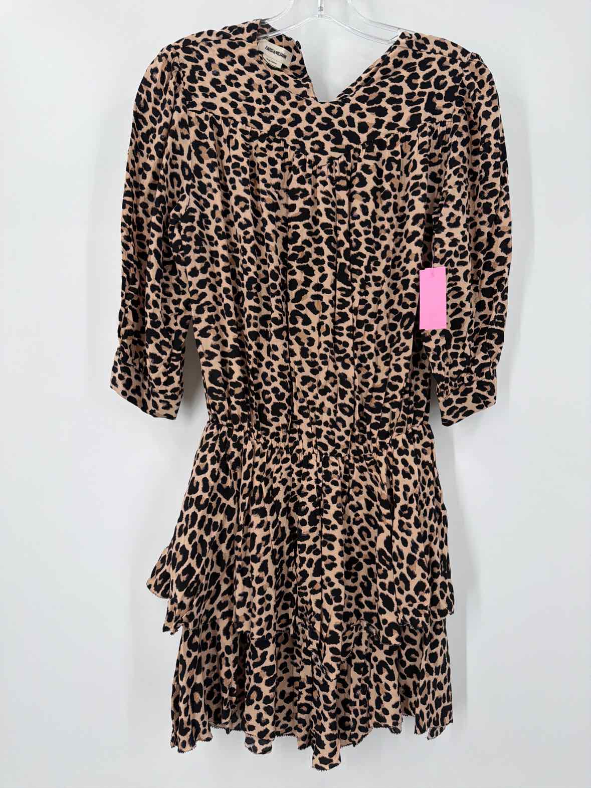 Pre-Owned Zadig & Voltaire Tan Size XS Leopard Short Long Sleeve Dress | True Fashionistas.
