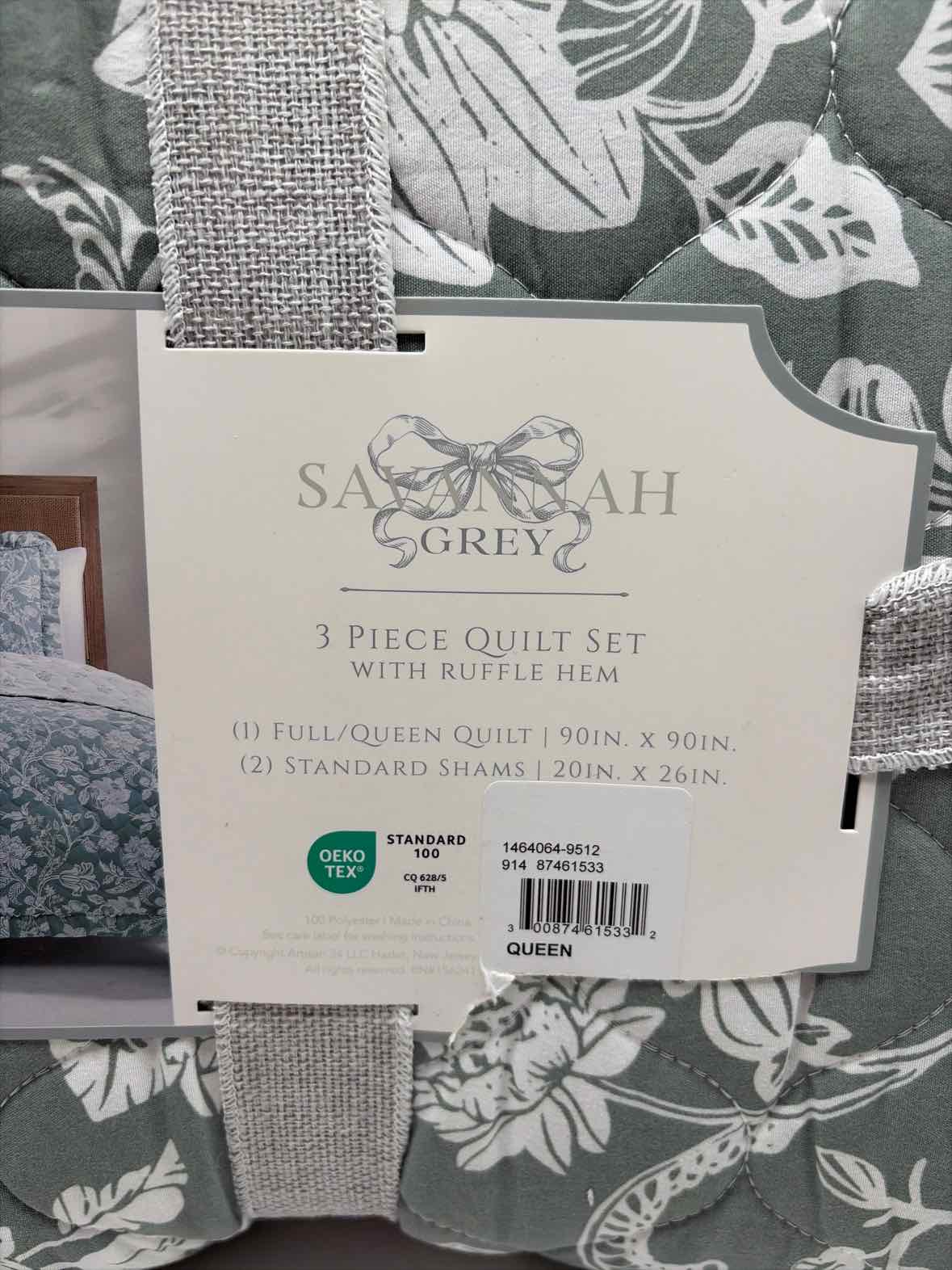 Savannah Green And White Queen/Full Bedding | True Fashionistas.