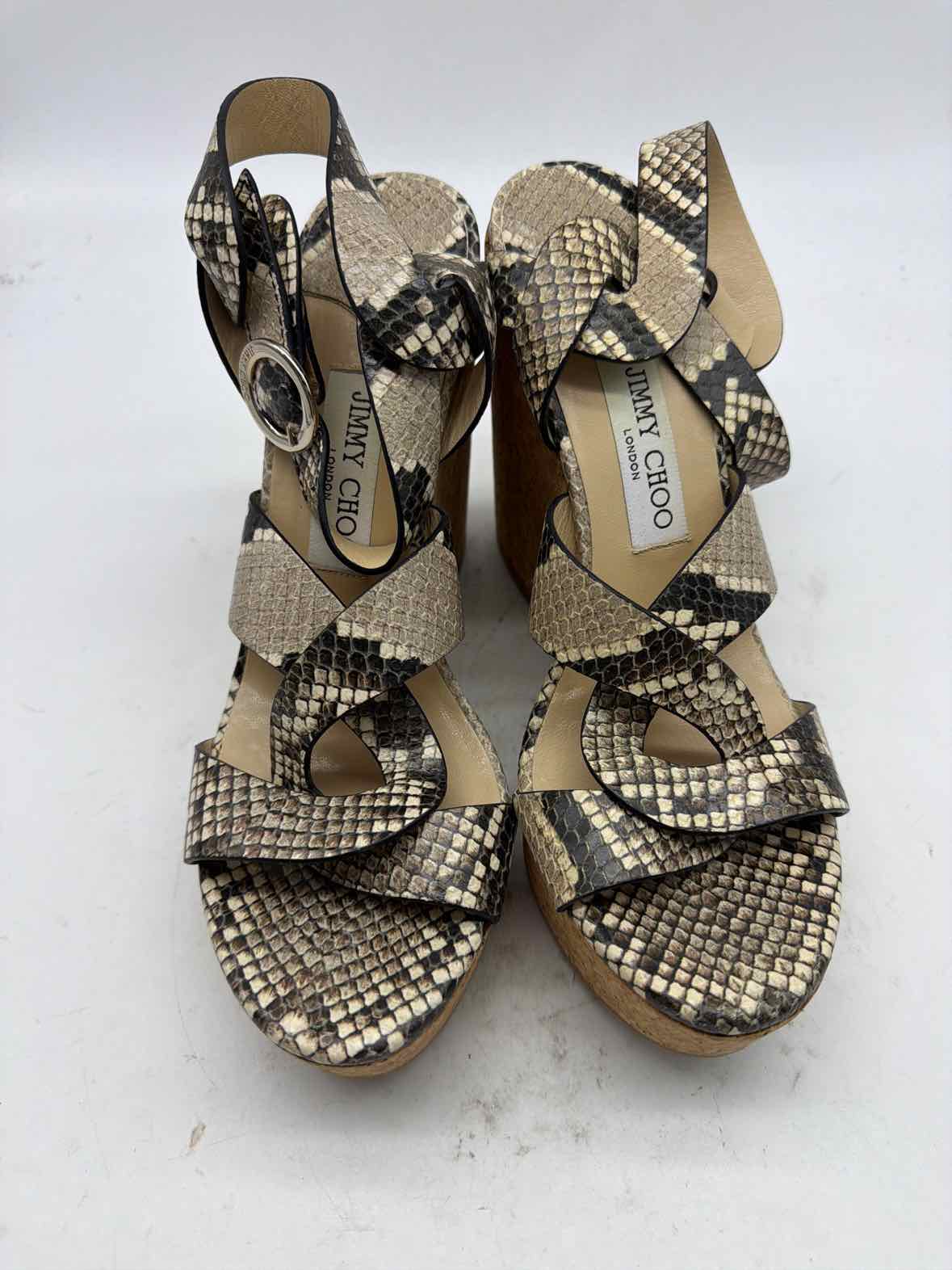 Pre-Owned Jimmy Choo Tan Size 10 Wedge Heels | True Fashionistas.