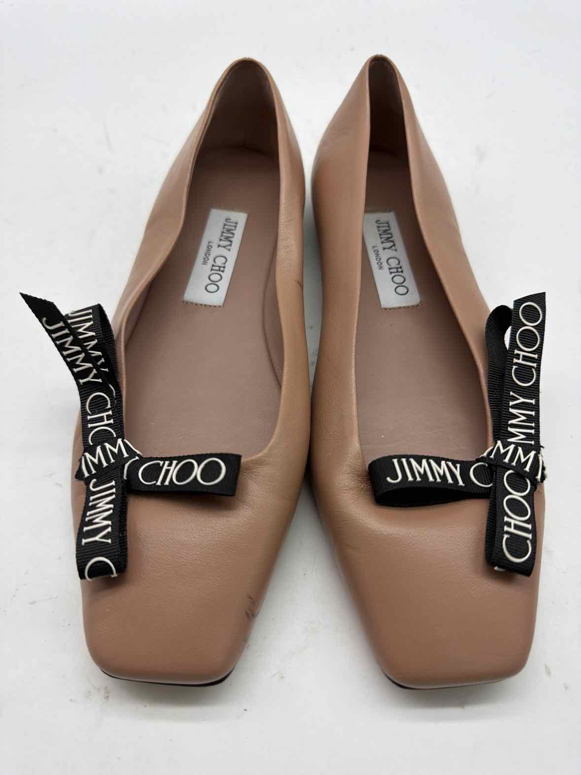 Pre-Owned Jimmy Choo Tan Size 36 Bow Slip On Flats | True Fashionistas.