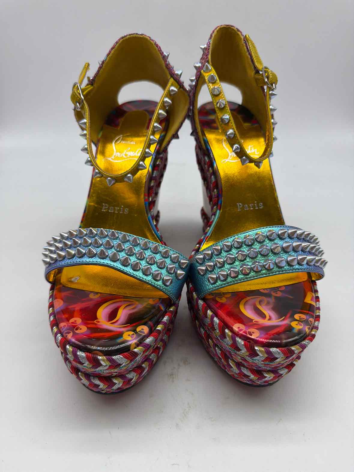 Pre-Owned Christian Louboutin Multi-Color Size 38 Wedge Heels | True Fashionistas.
