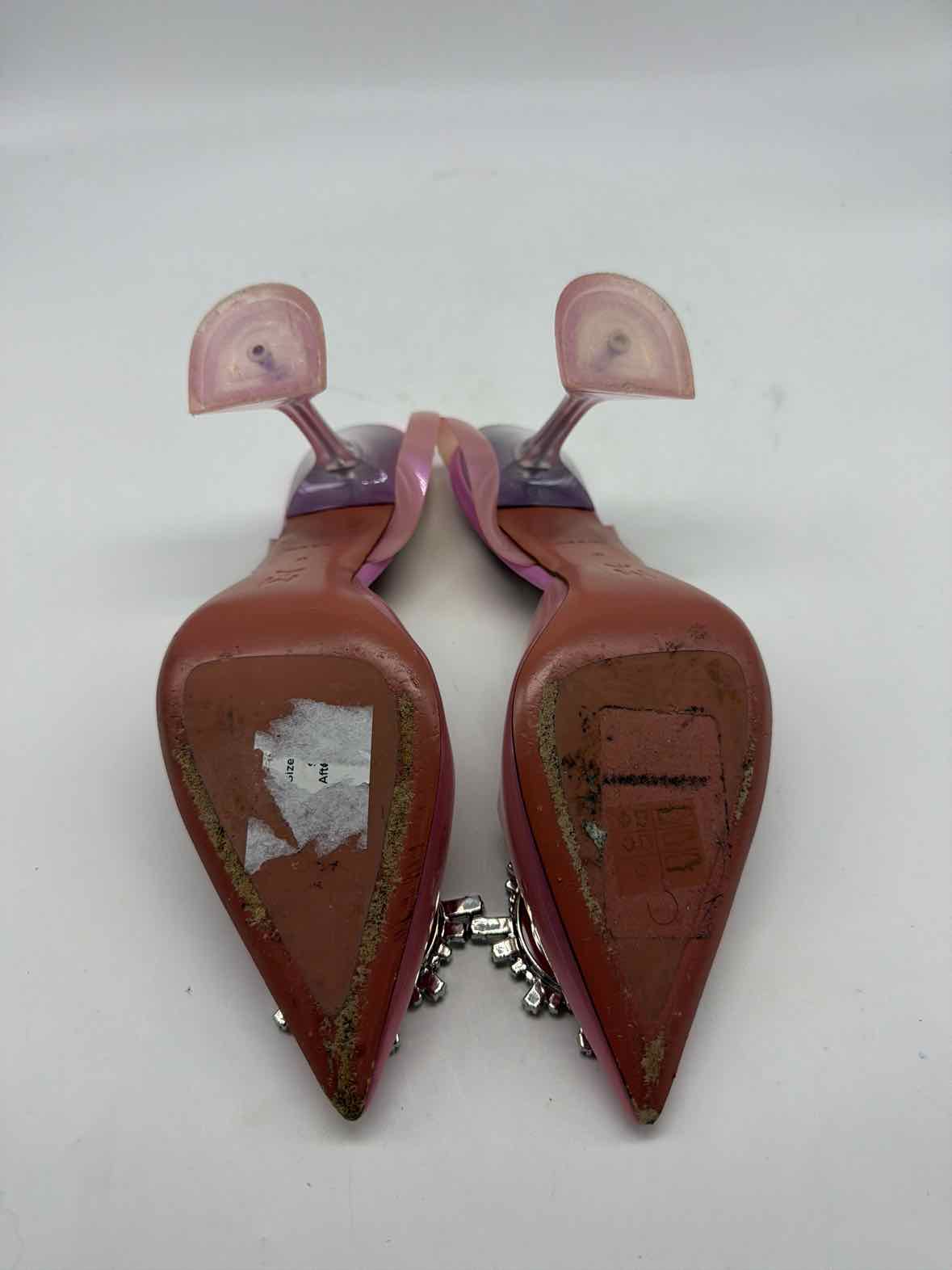 Pre-Owned Amina Muaddi Pink Size 37 Slingback Heels | True Fashionistas.