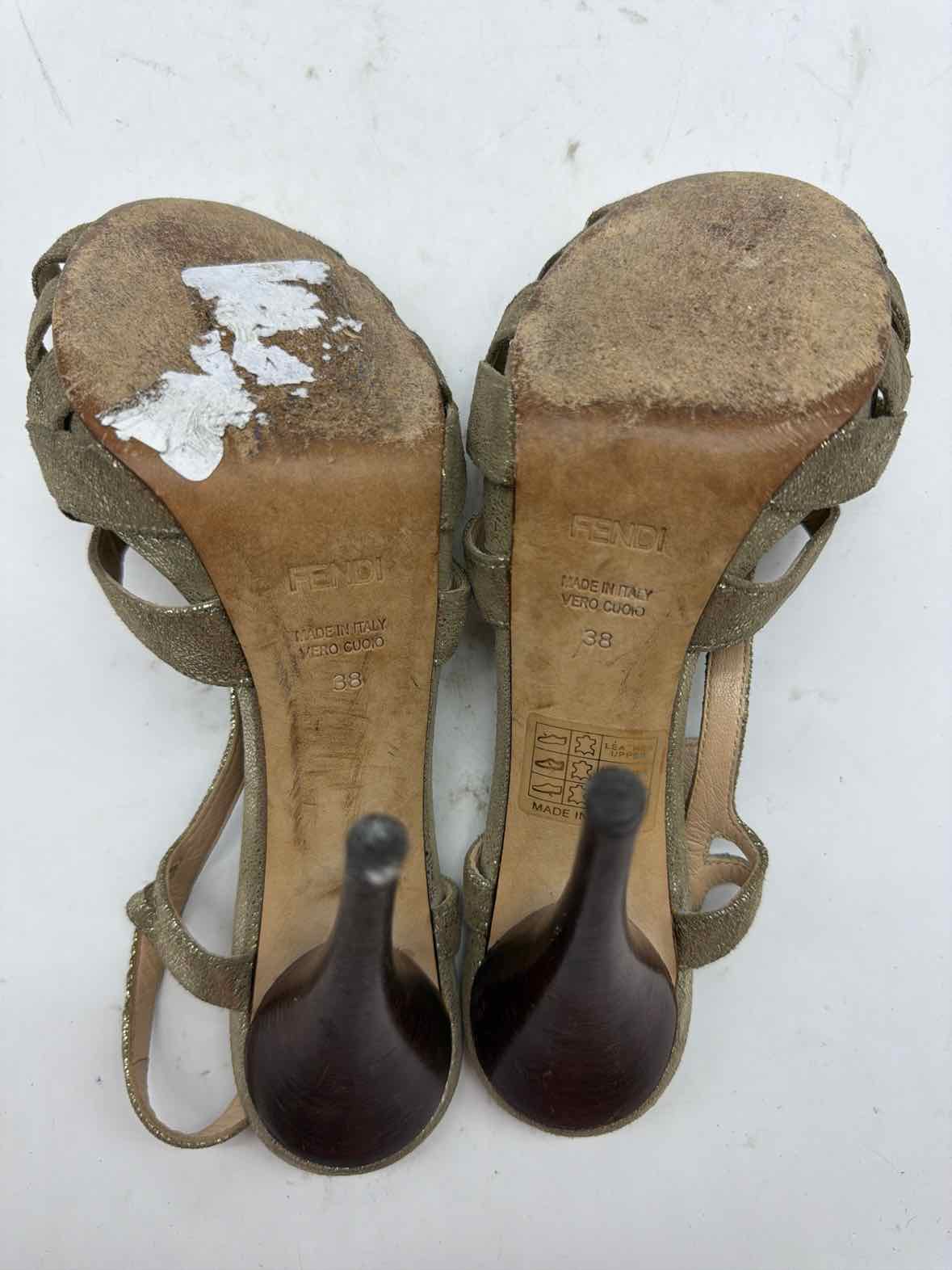 Pre-Owned Fendi Gold Size 8 Strappy Heels | True Fashionistas.