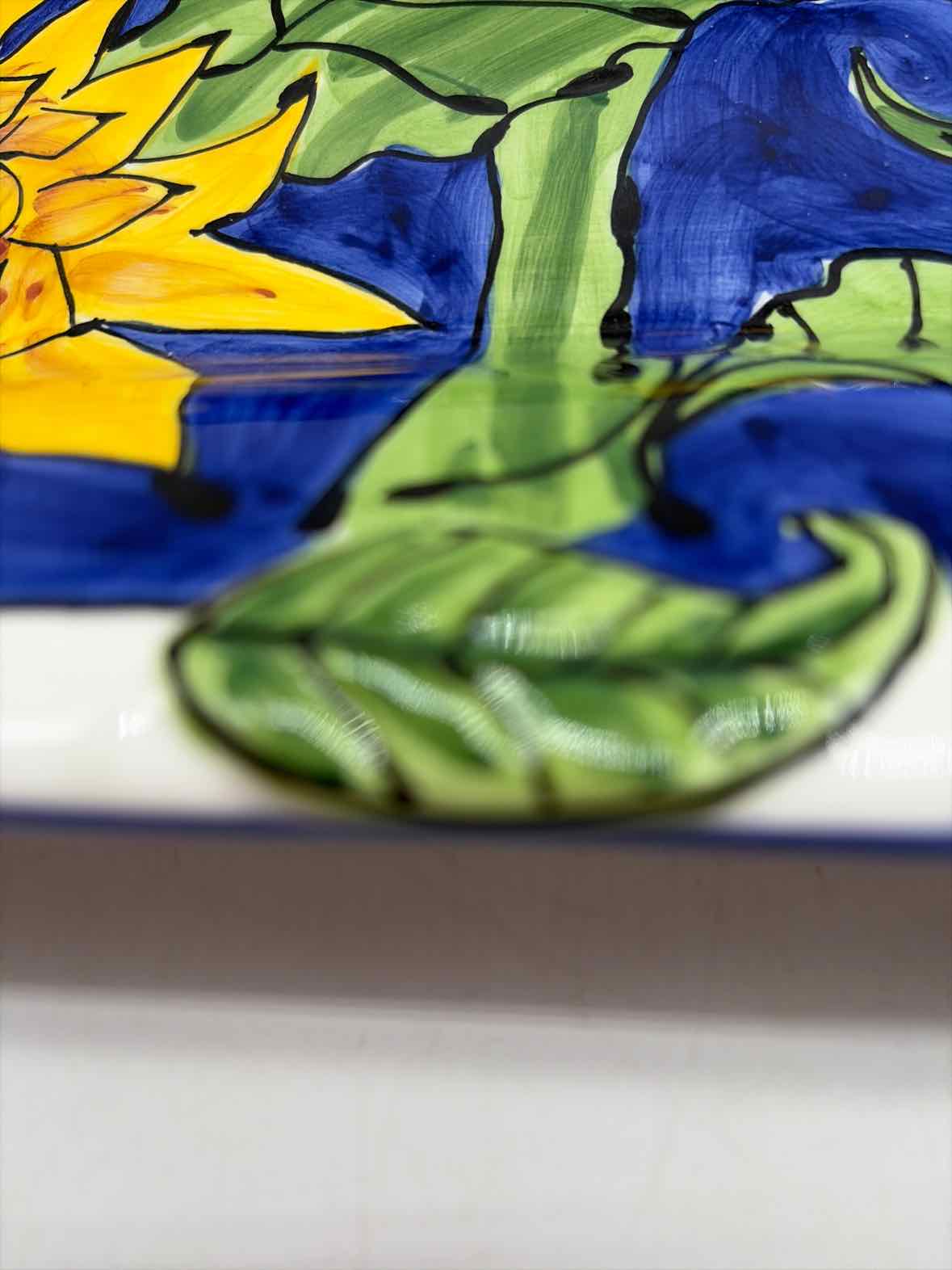 Tika Blue & Yellow Sunflower Platter | True Fashionistas.