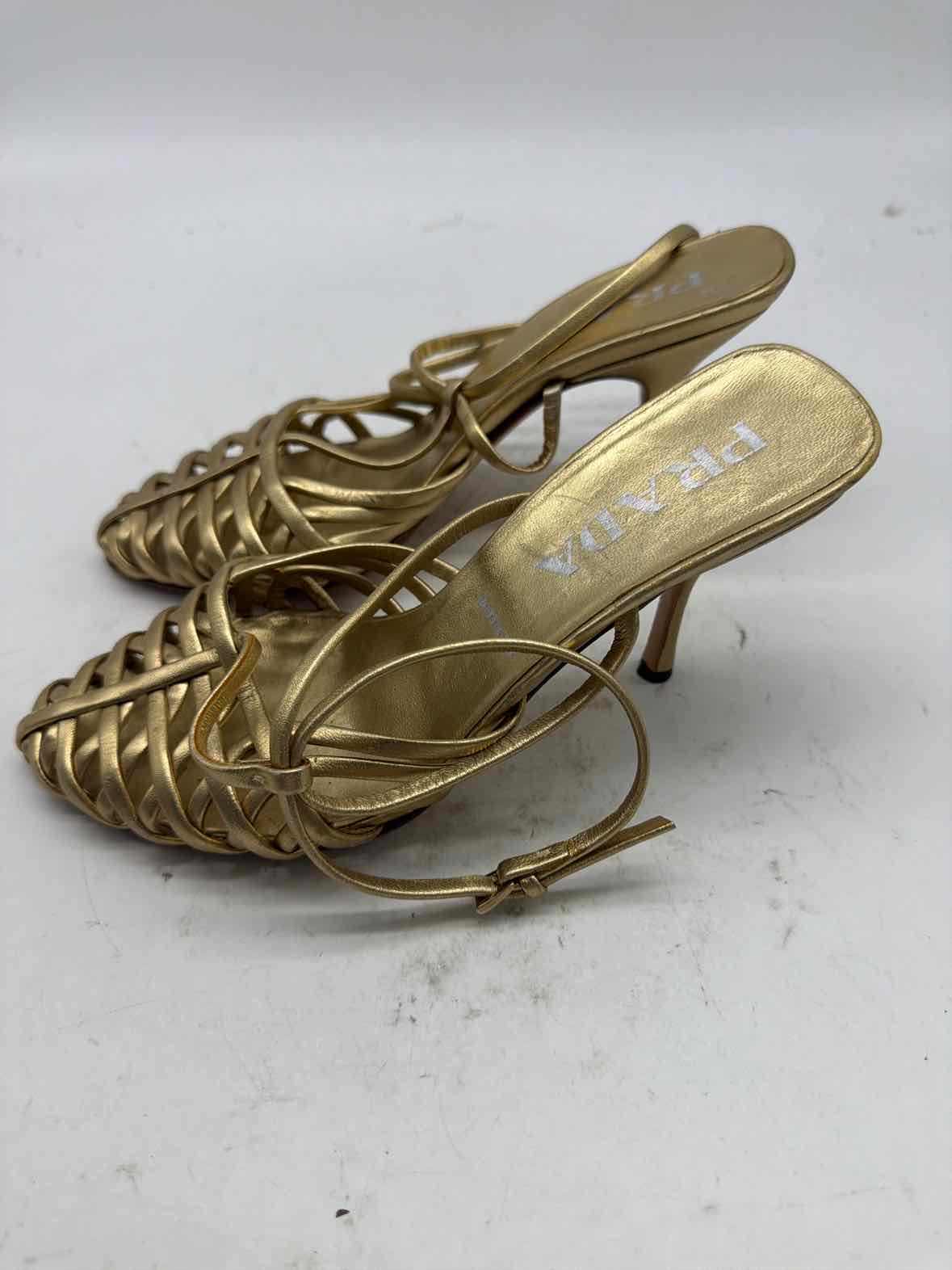 Pre-Owned Prada Gold Size 5.5 Strappy Heels | True Fashionistas.