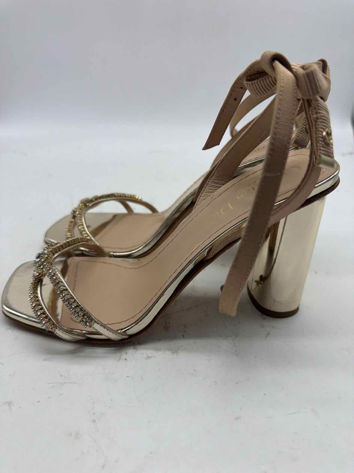 Pre-Owned Christian Dior Gold Size 7 Strappy Heels | True Fashionistas.