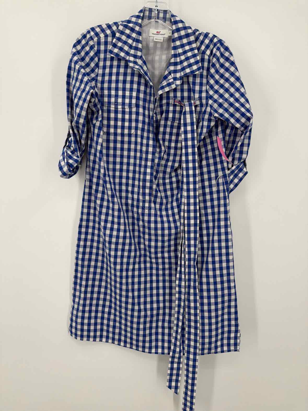 Pre-Owned Vineyard Vines Blue Size 2 Check Print Short Long Sleeve Dress | True Fashionistas.