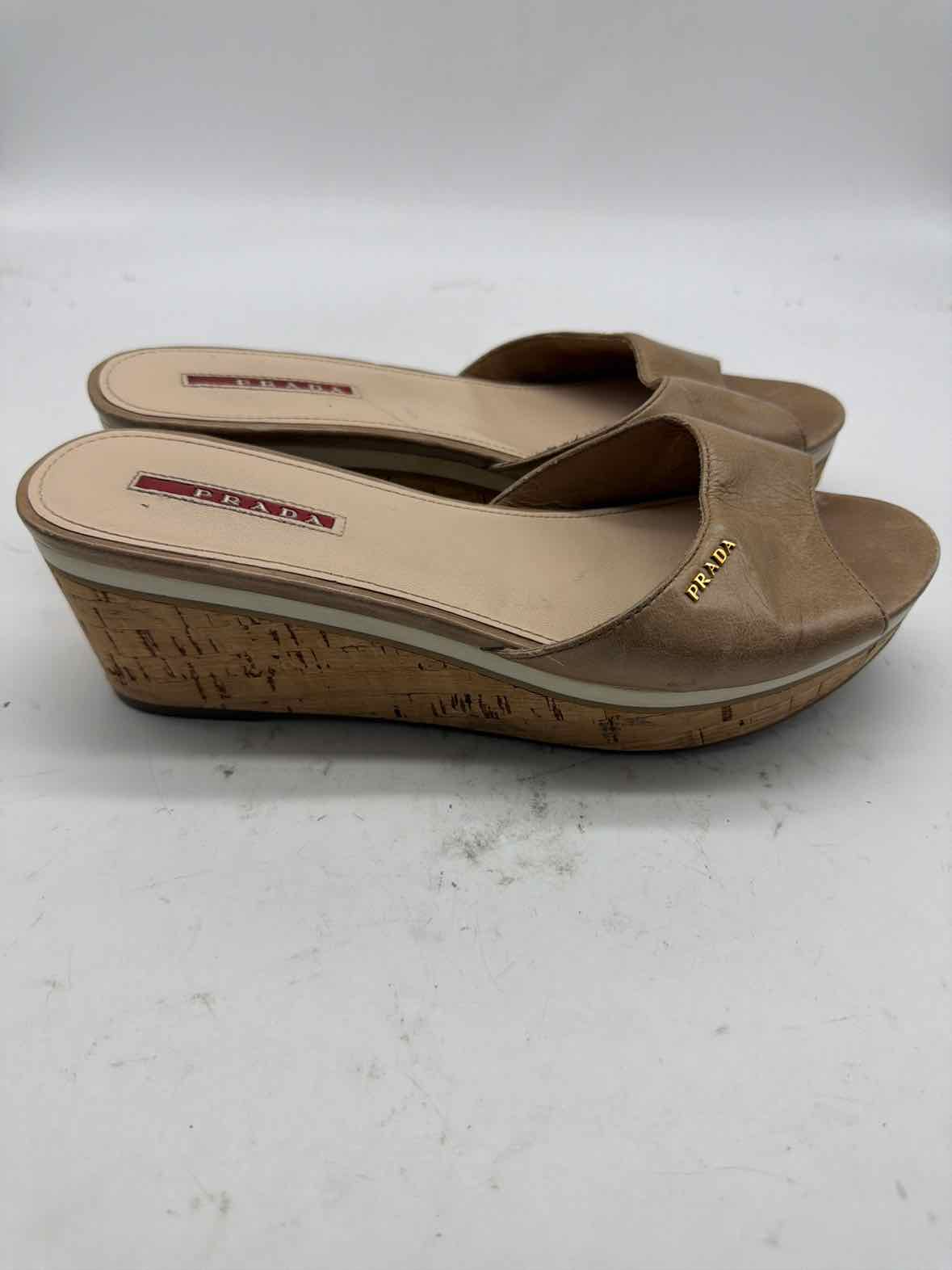 Pre-Owned Prada Tan Mule Heels | True Fashionistas.