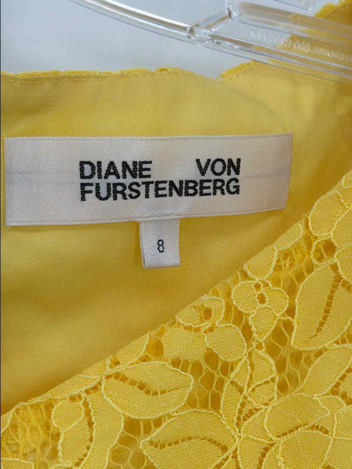 Pre-Owned Diane Von Furstenberg Yellow Size 8 Lace Short Short Sleeve Dress | True Fashionistas.