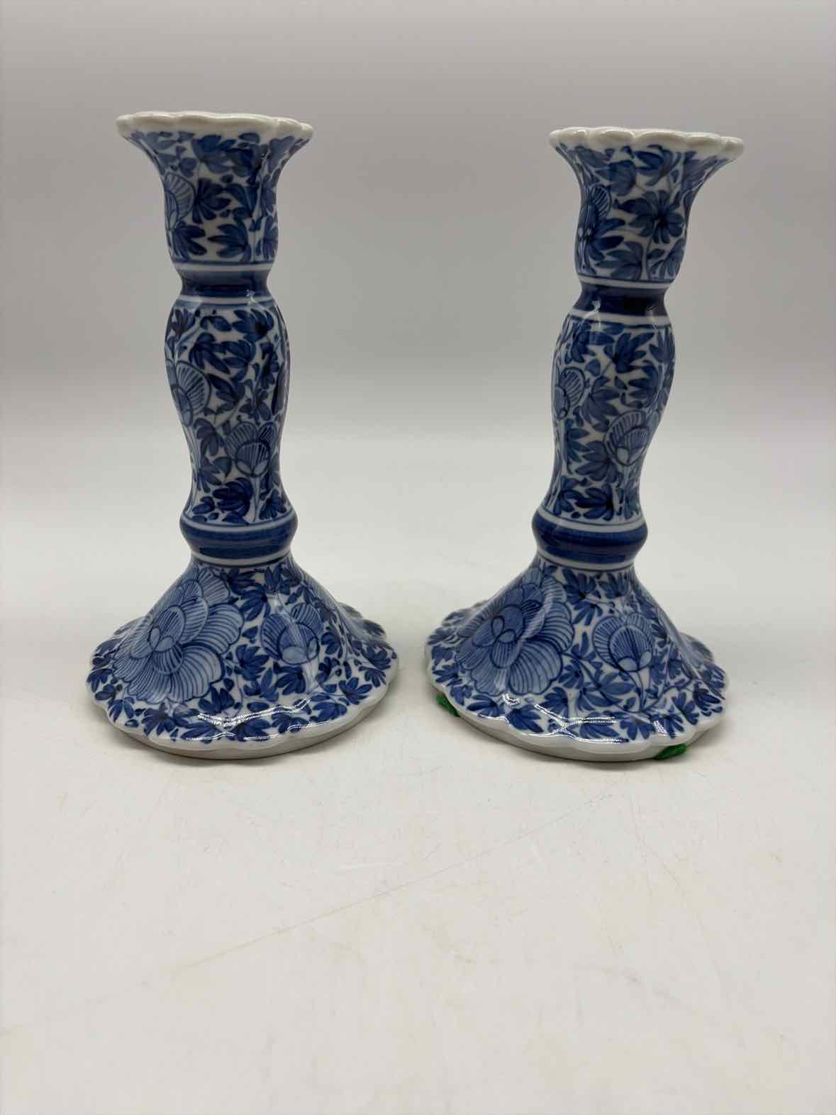 Set Of 2 Maitlind Smith Blue & White Candle Sticks | True Fashionistas.