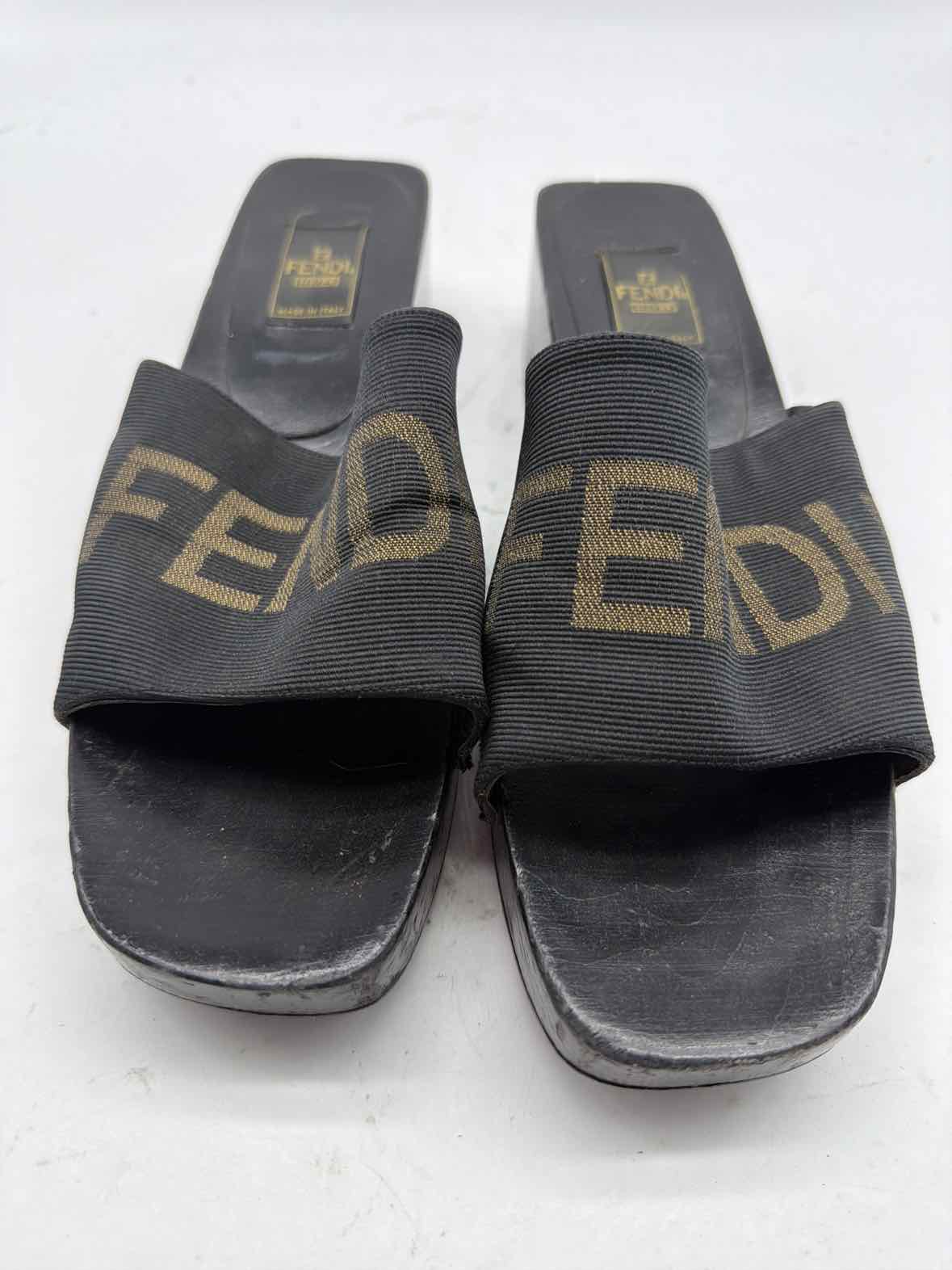 Pre-Owned Fendi Black Size 11 Wood Mule Sandals | True Fashionistas.