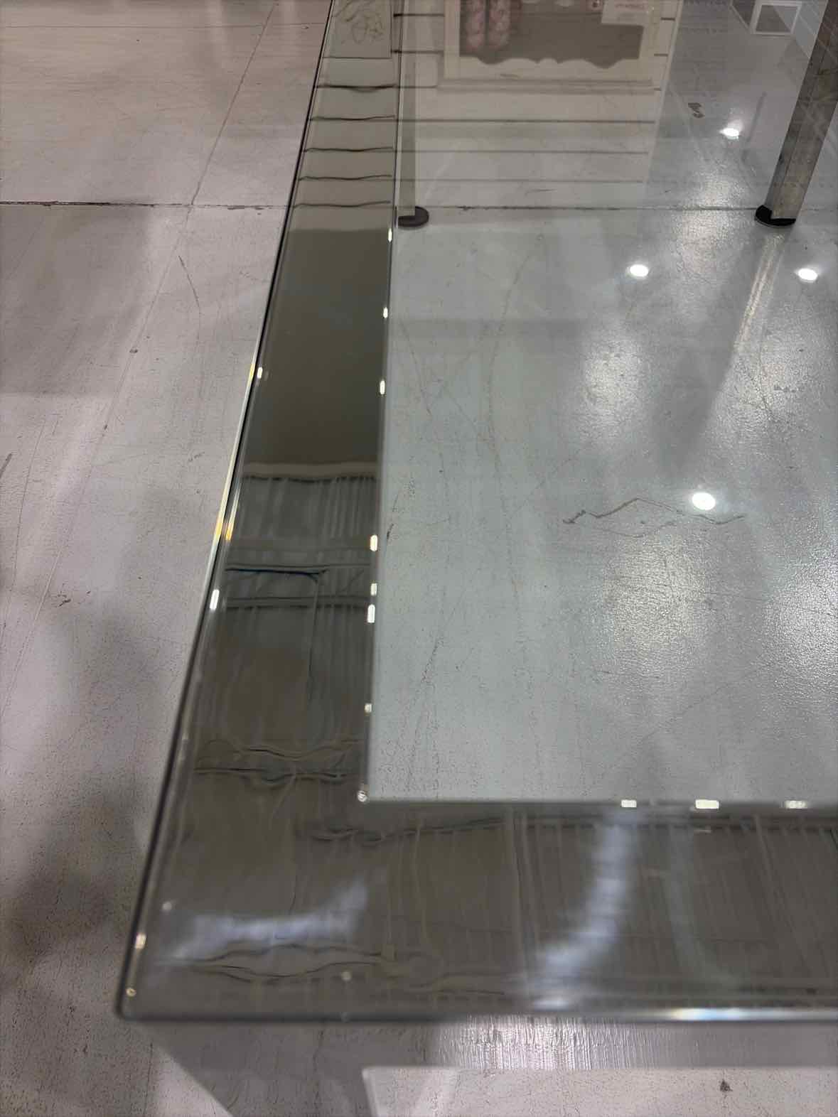 Atfaro Silver Metal Glass Top Dining Room Table | True Fashionistas.