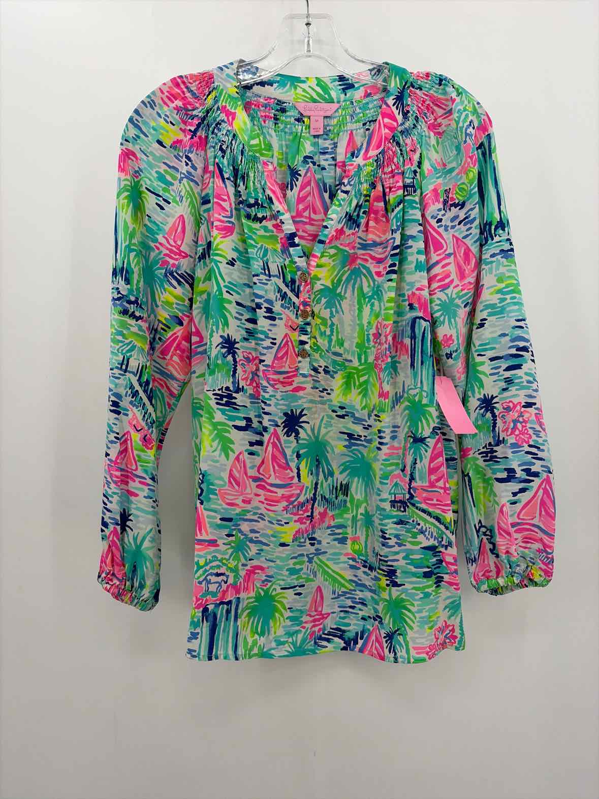 Pre-Owned Lilly Pulitzer Blue Size Medium Long Sleeve Blouse | True Fashionistas.