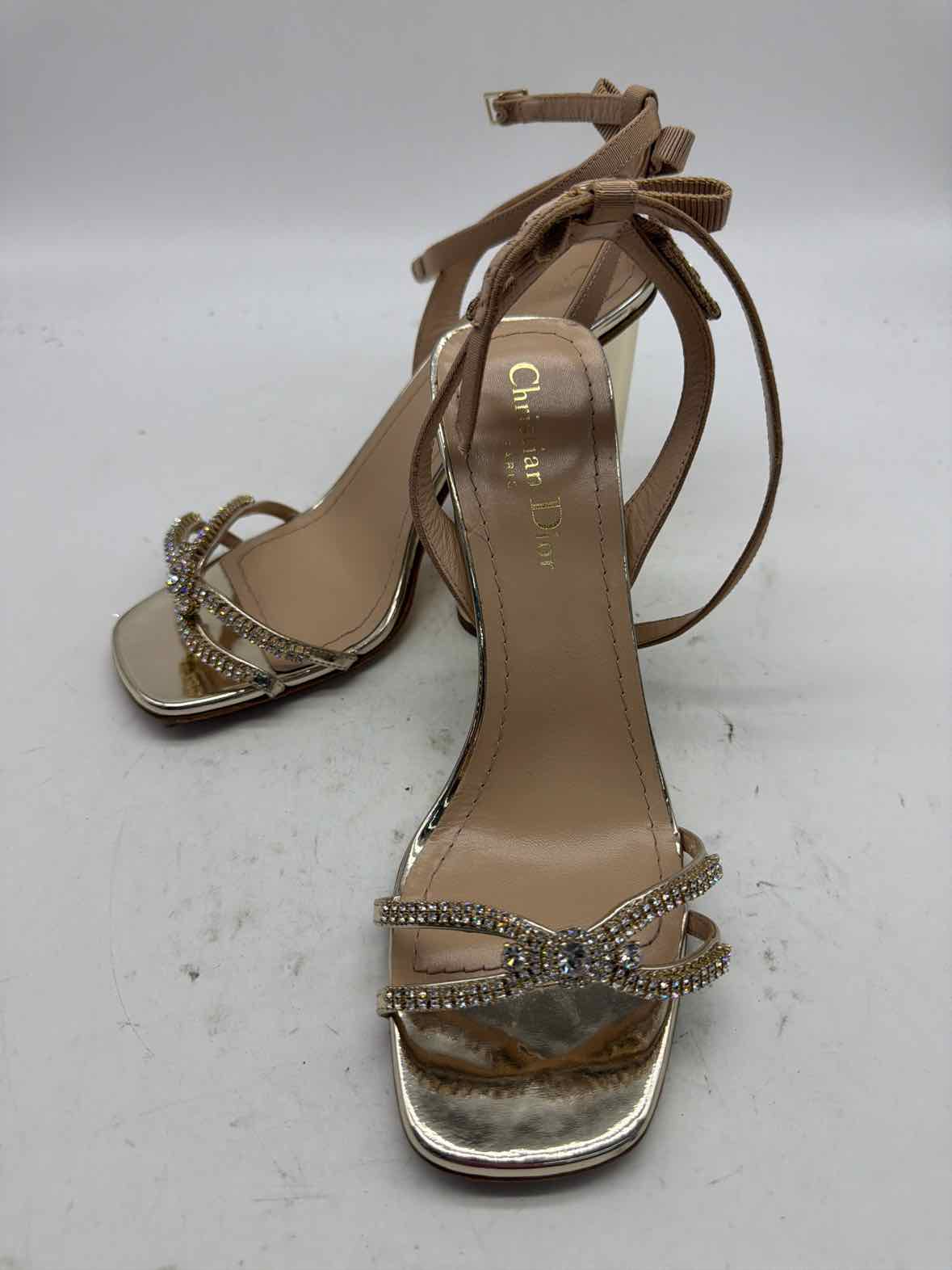 Pre-Owned Christian Dior Gold Size 7 Strappy Heels | True Fashionistas.