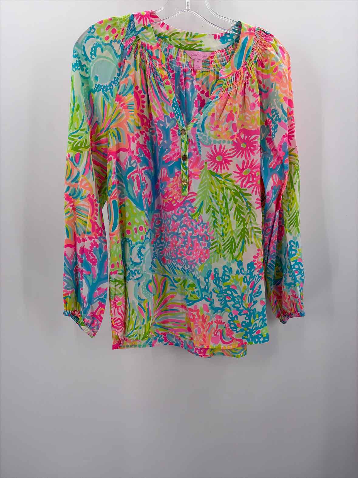 Pre-Owned Lilly Pulitzer Blue Size Medium Long Sleeve Blouse | True Fashionistas.