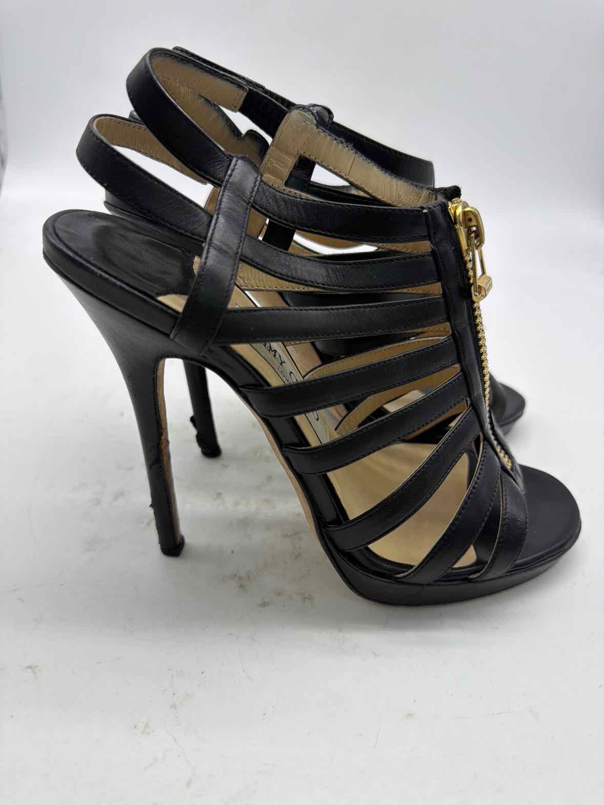 Pre-Owned Jimmy Choo Black Size 37 Caged Heels | True Fashionistas.