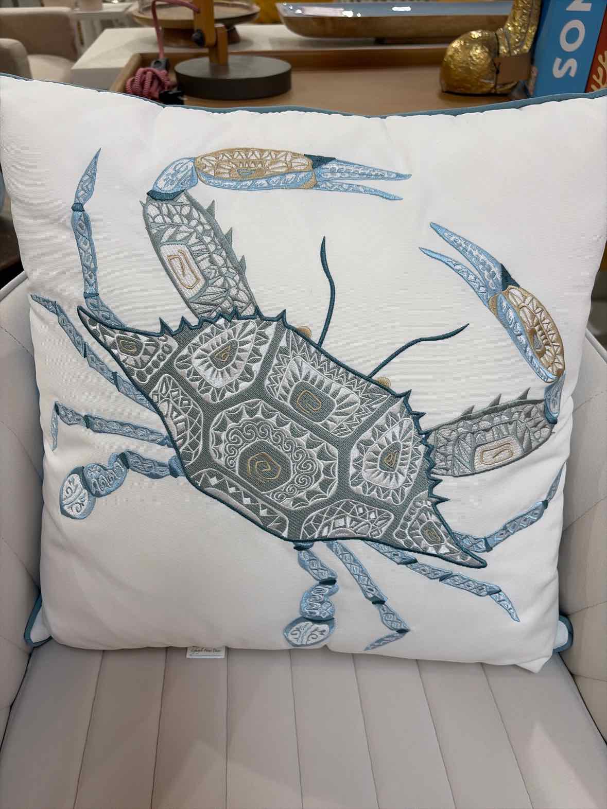 Rightside Design Embroidered Crab Pillow | True Fashionistas.