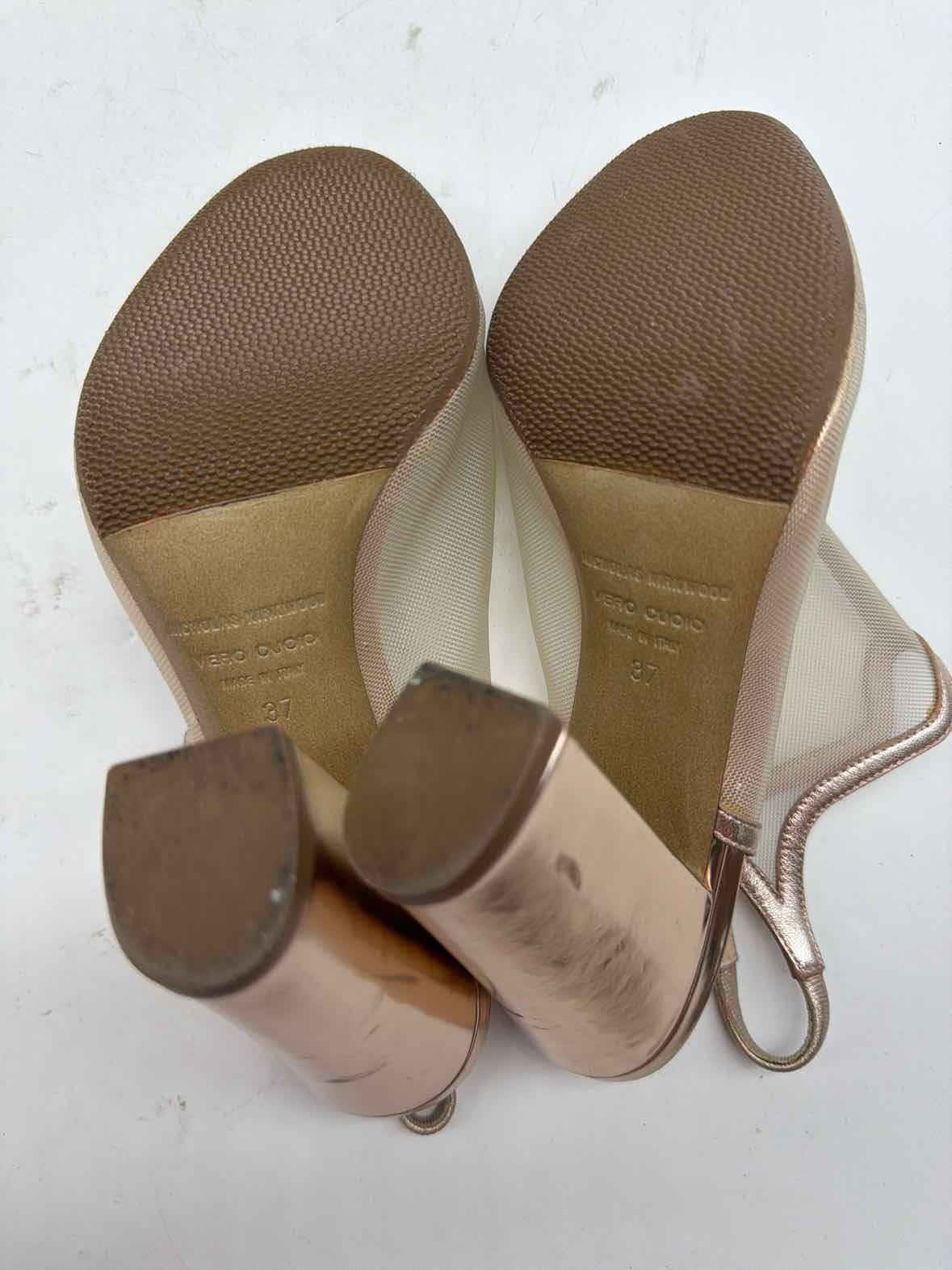 Pre-Owned Nicholas Kirkwood Gold Size 37 Caged Heels | True Fashionistas.