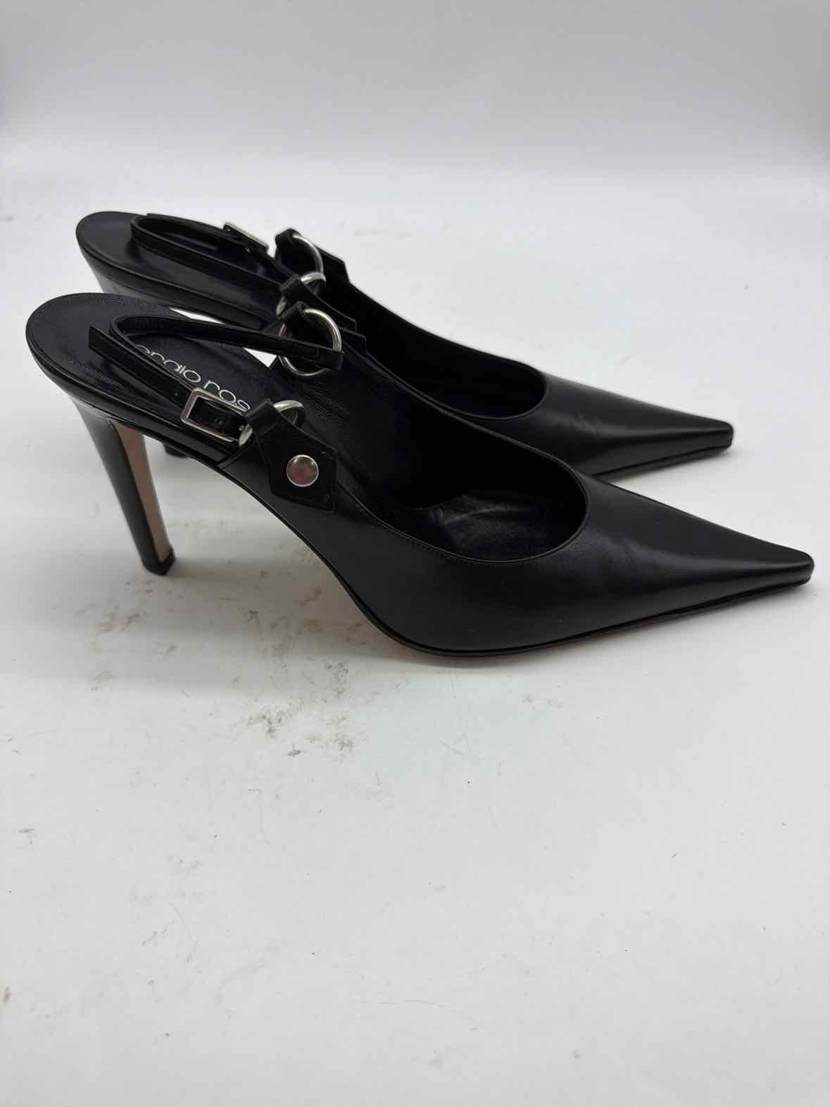 Pre-Owned Sergio Rossi Black Size 9 Slingback Heels | True Fashionistas.