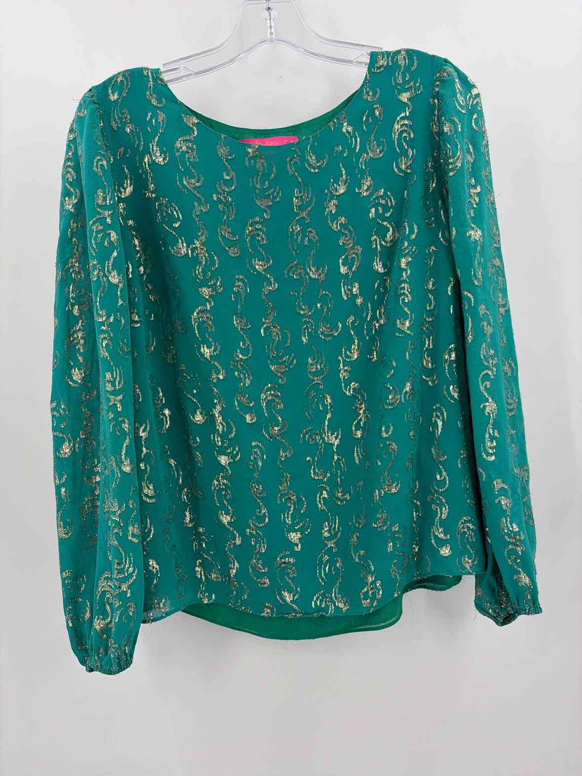 Pre-Owned Lilly Pulitzer Green Size Large Long Sleeve Blouse | True Fashionistas.