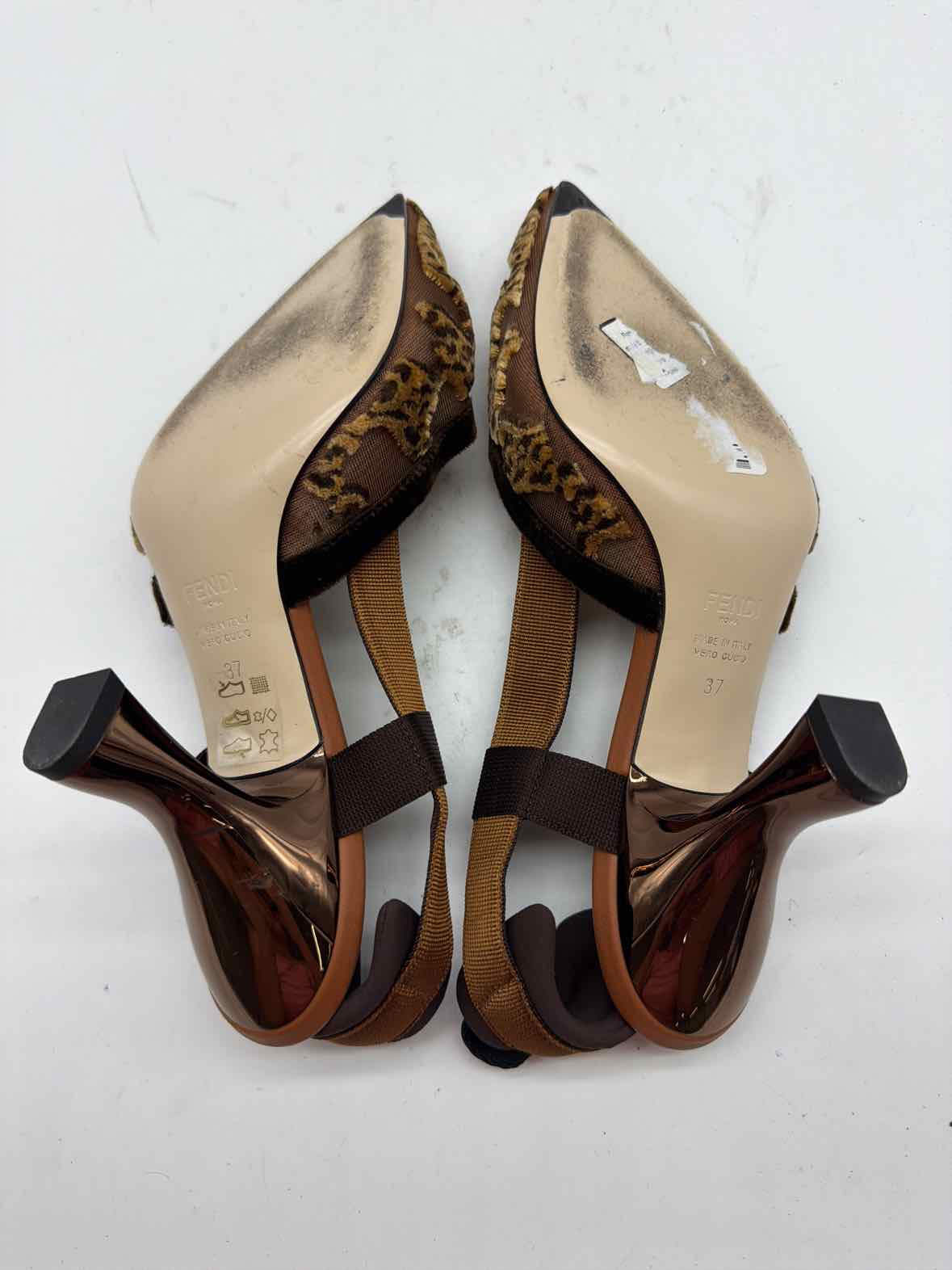 Pre-Owned Fendi Tan Size 37 Slingback Heels | True Fashionistas.