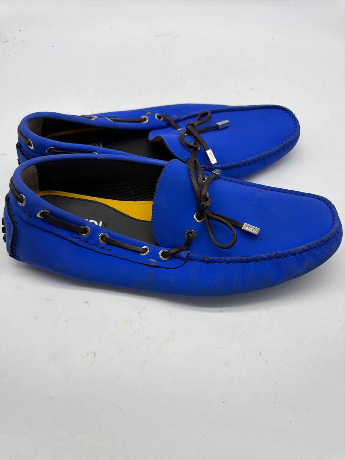 Pre-Owned Fendi Blue 9 Slip On Men's Dress Shoes | True Fashionistas.