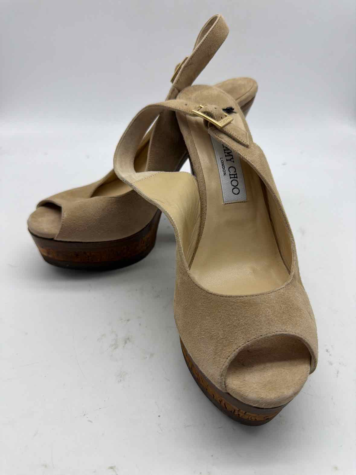 Pre-Owned Jimmy Choo Tan Size 39.5 Slingback Heels | True Fashionistas.
