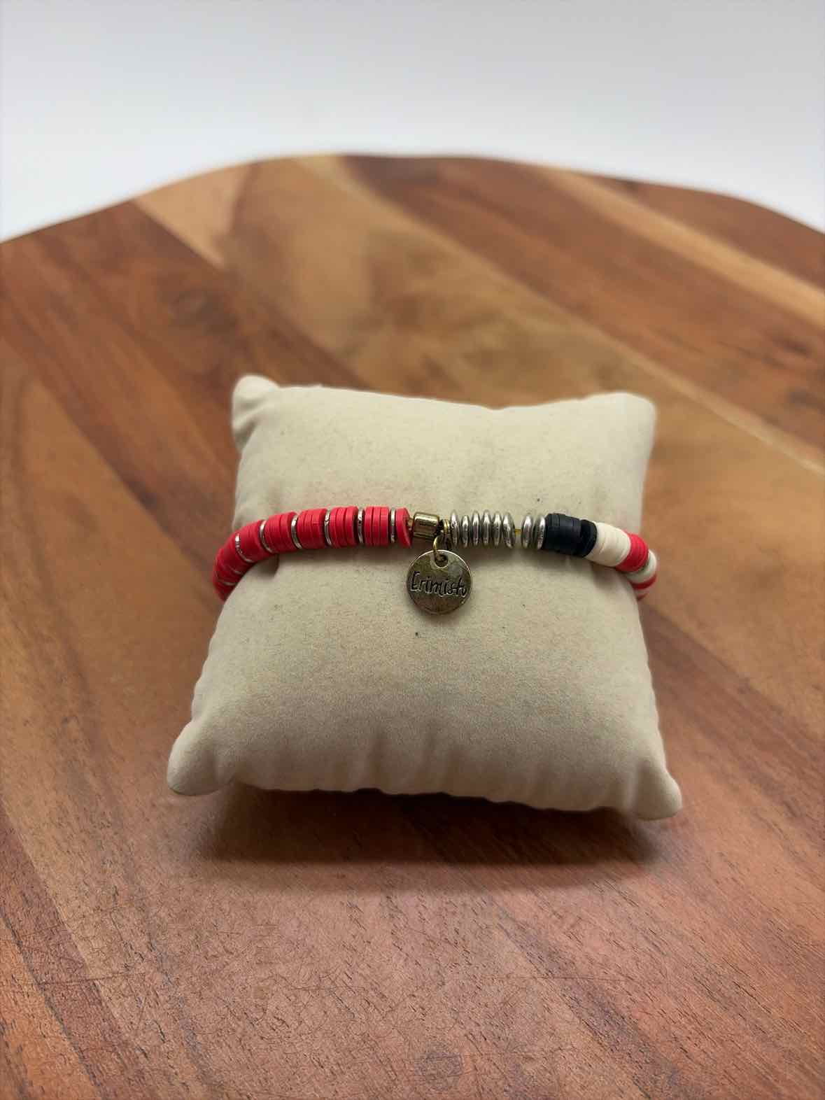 Erimish Red, White, Black Disc Stretchy Bracelet | True Fashionistas.