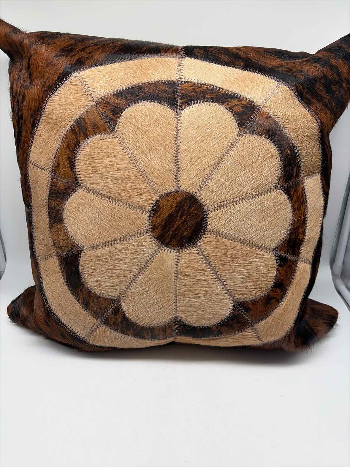 Brown & Black Faux Fur & Leather Pillow | True Fashionistas.